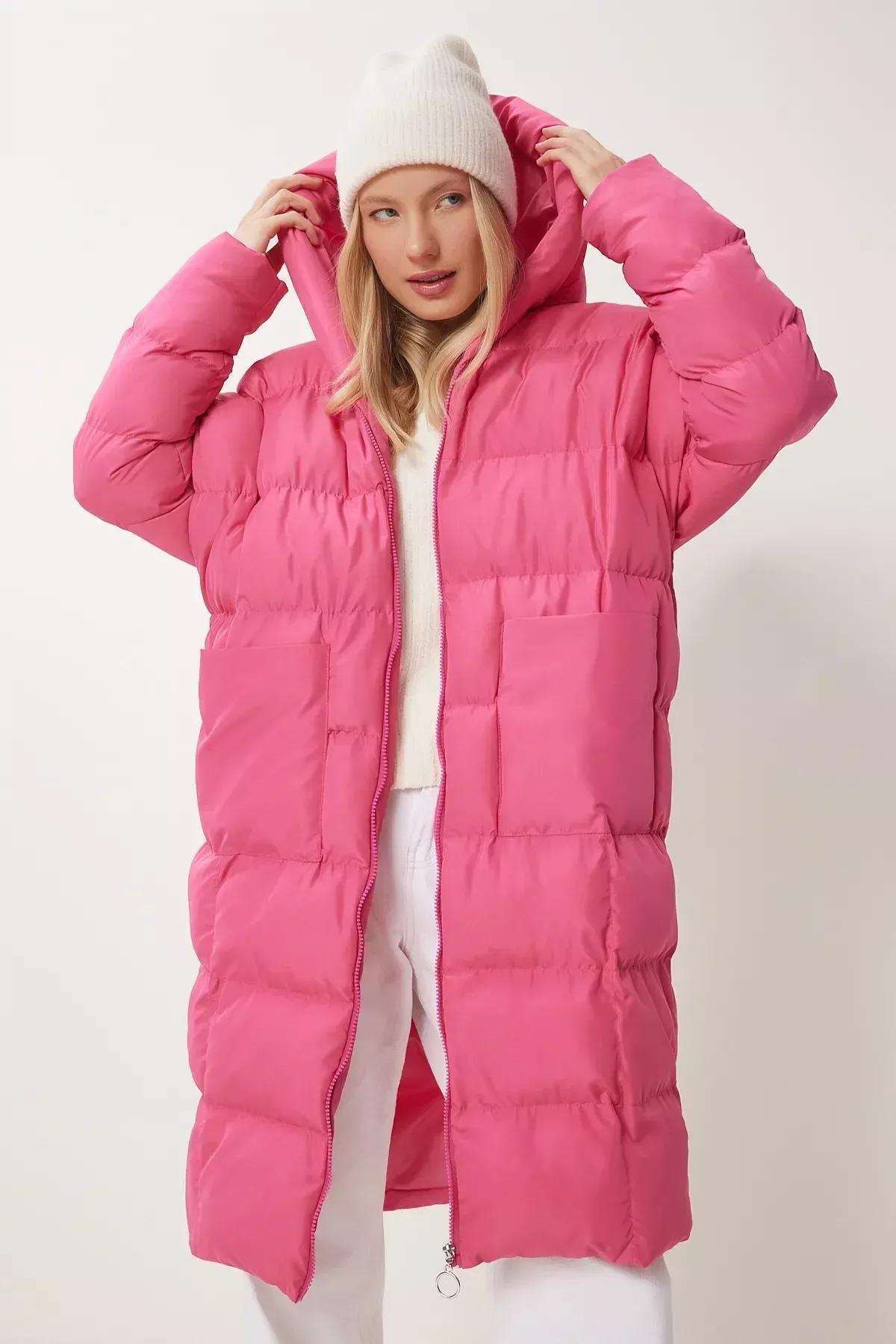 Pink Oversized Long Down Coat, , large image number 2