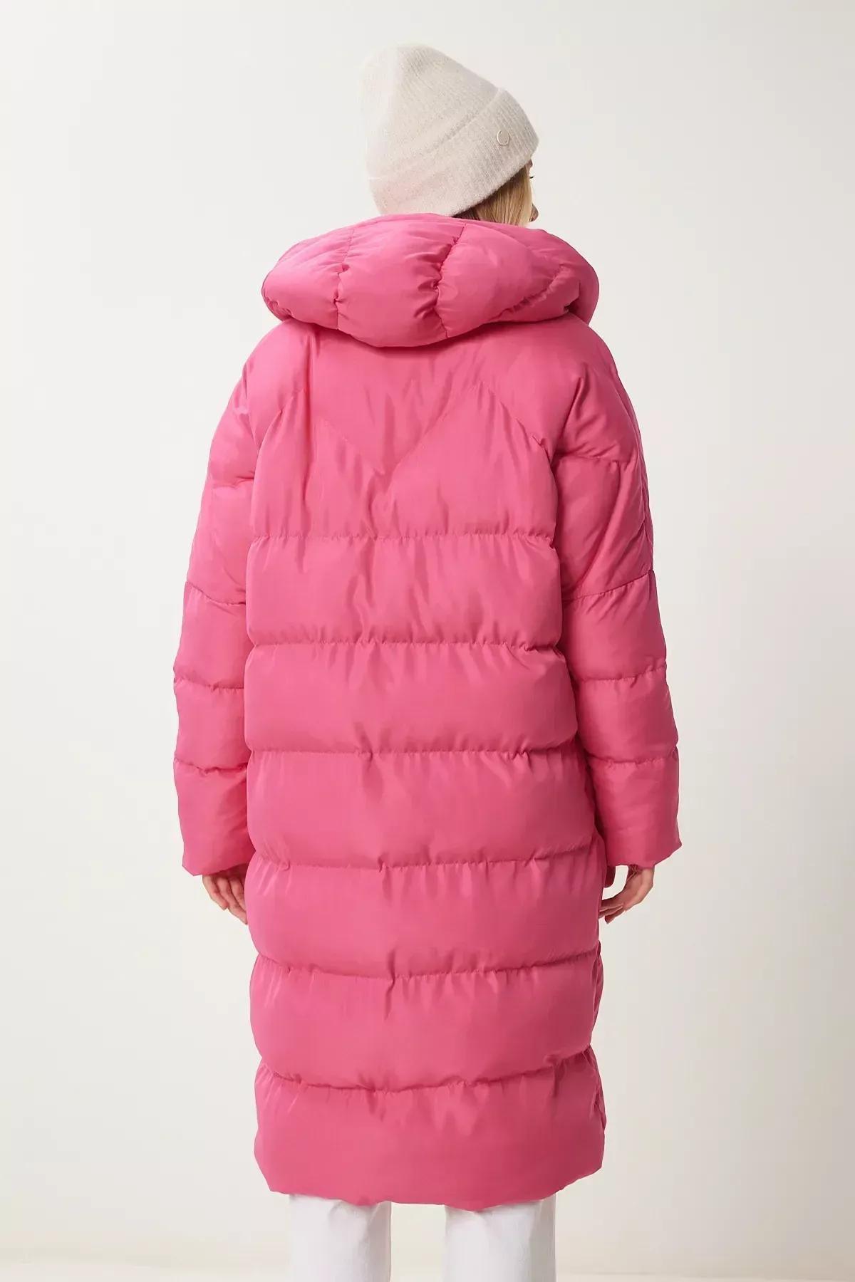 Pink Oversized Long Down Coat, , large image number 6