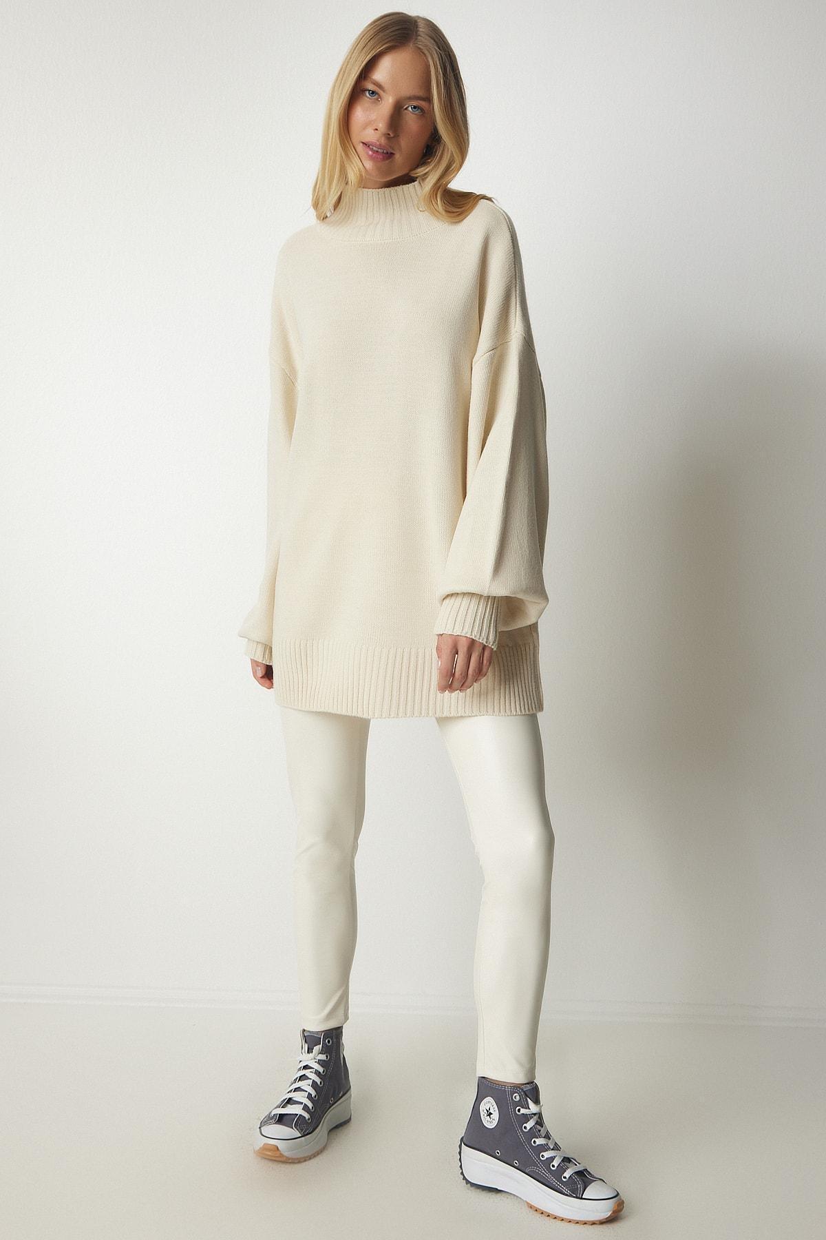 Happiness Beige Oversized Knitwear Sweater Azadea UAE