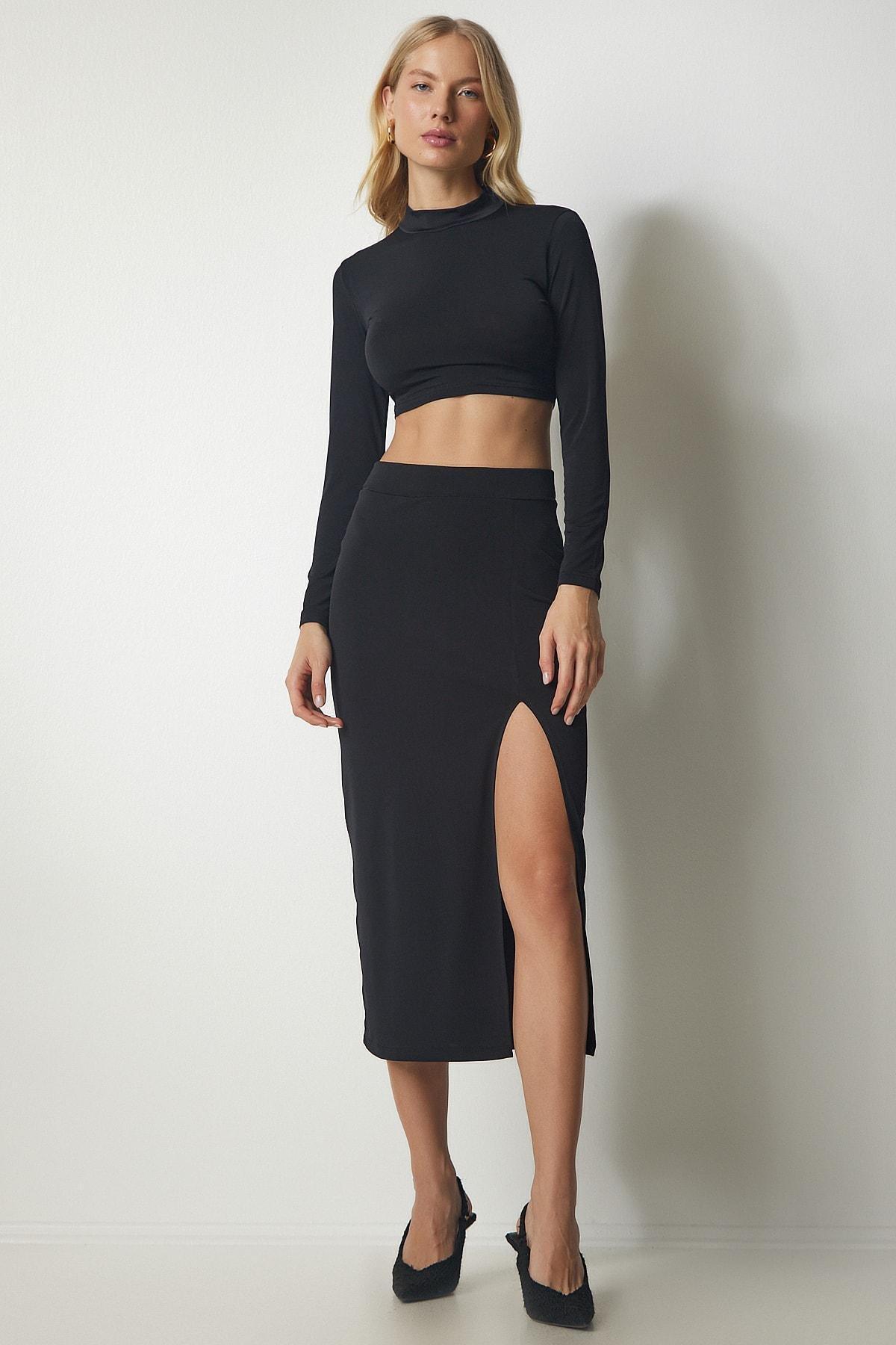 Black Stand-Up Collar Co-Ord Set, , large image number 1