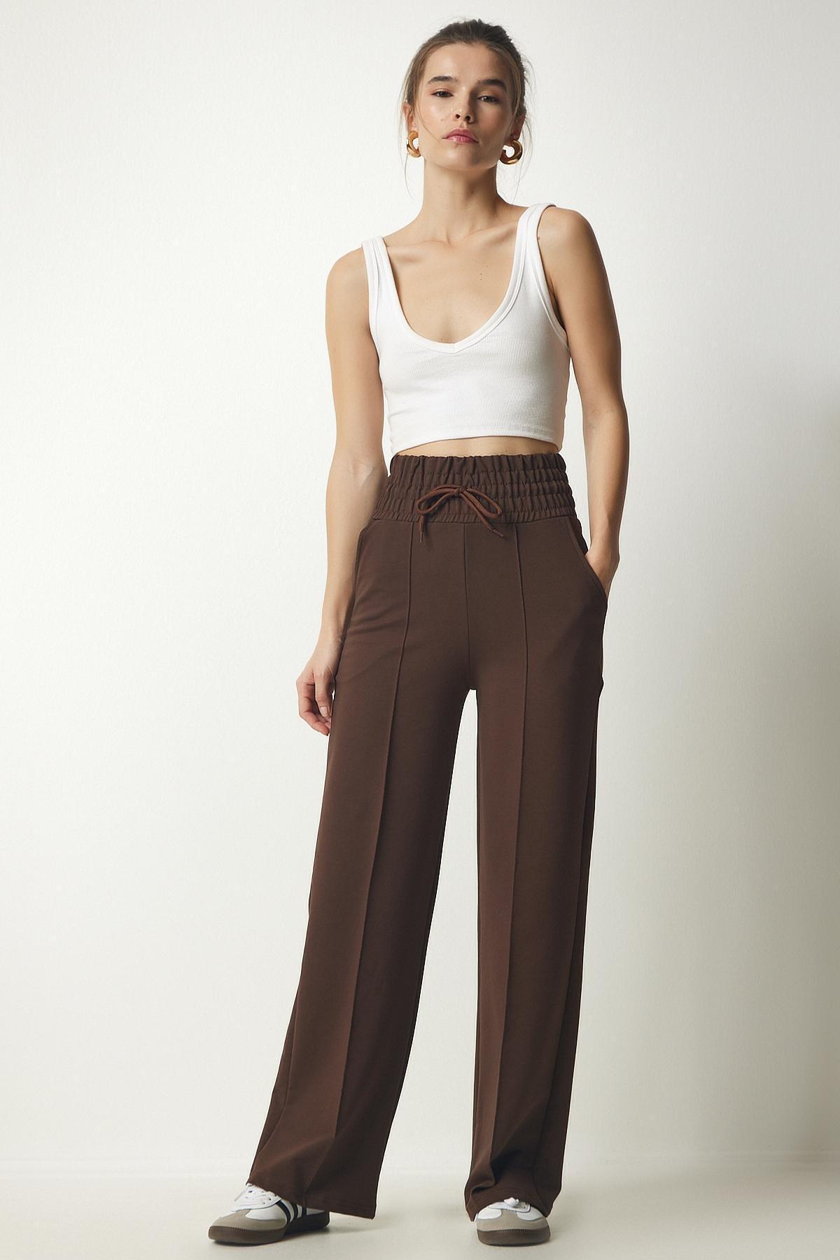 Brown Basic Knitted Sweatpants, , large image number 0