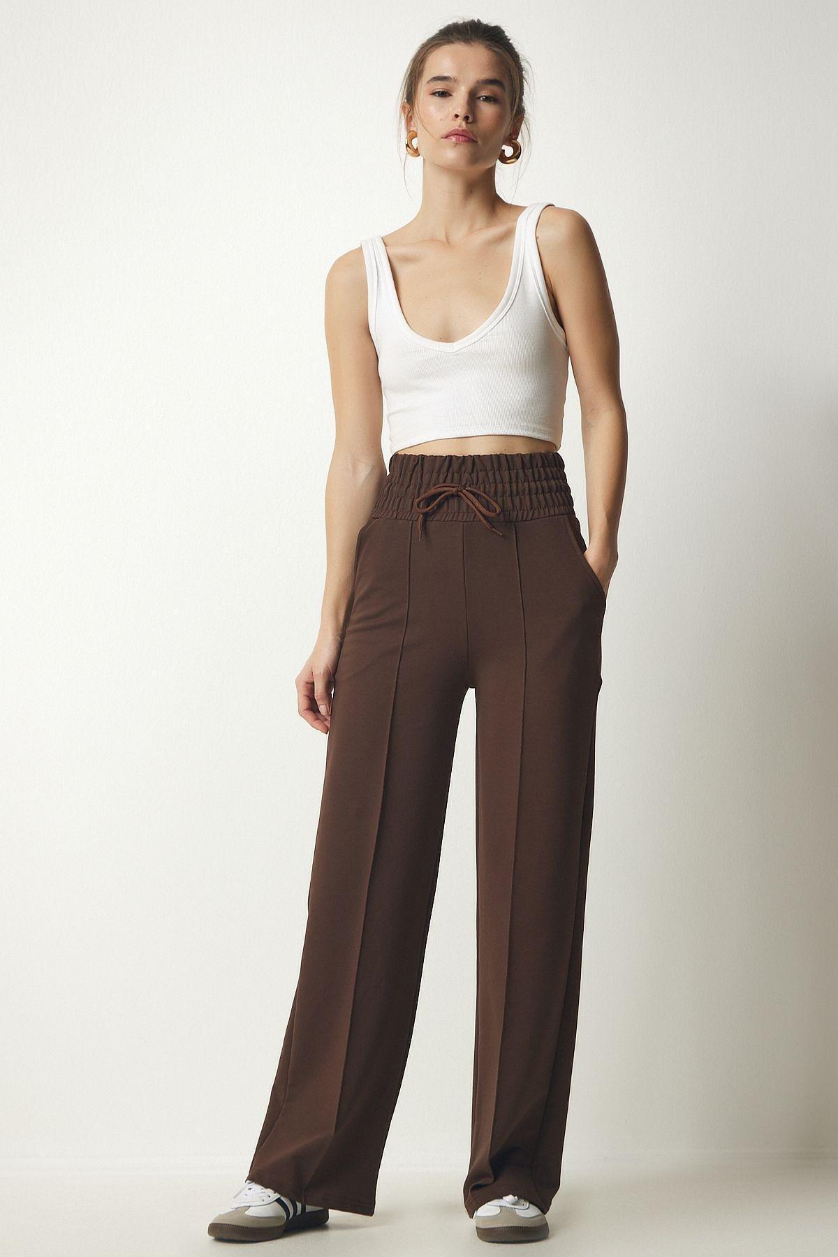 Brown Basic Knitted Sweatpants, , large image number 1