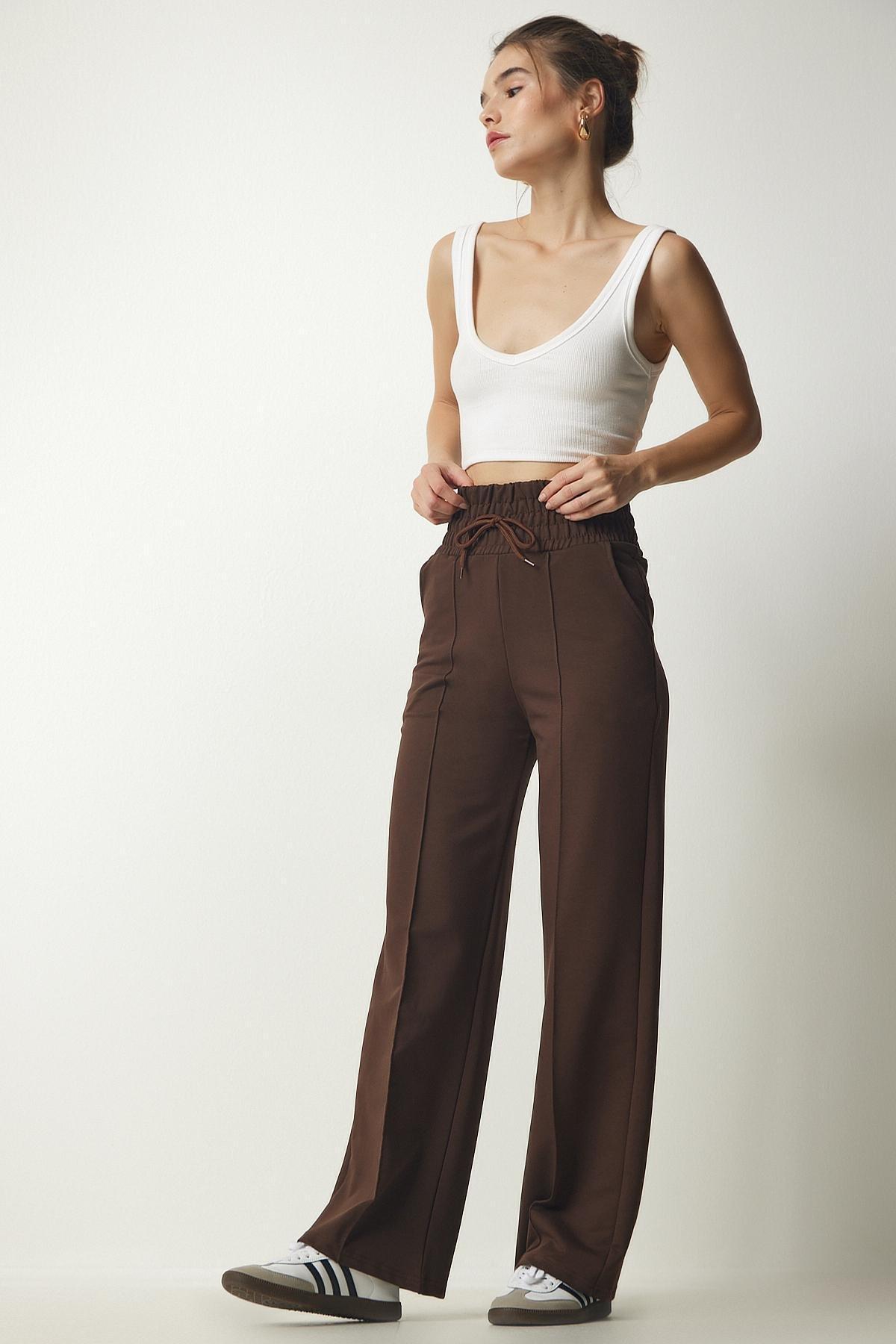 Brown Basic Knitted Sweatpants, , large image number 2