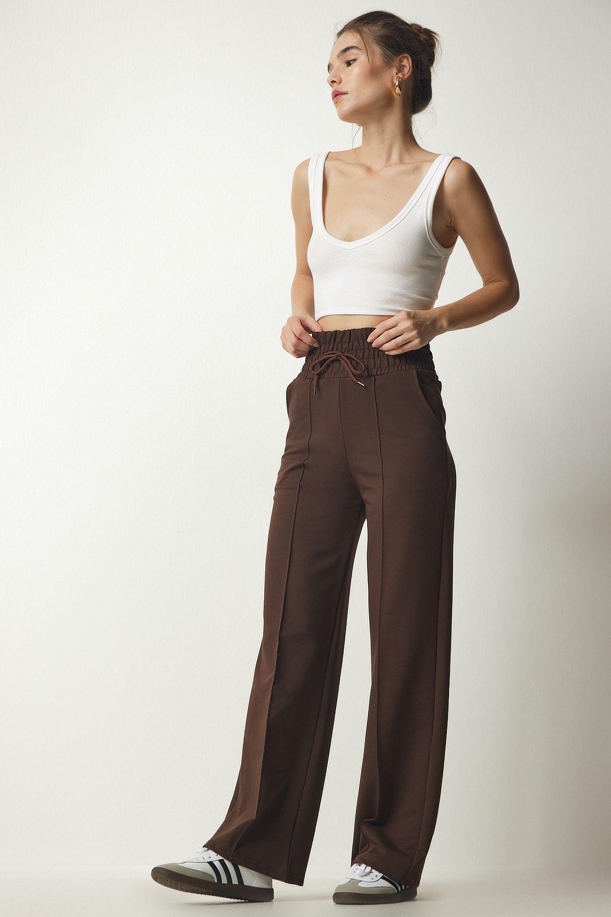 Brown Basic Knitted Sweatpants, , large image number 3