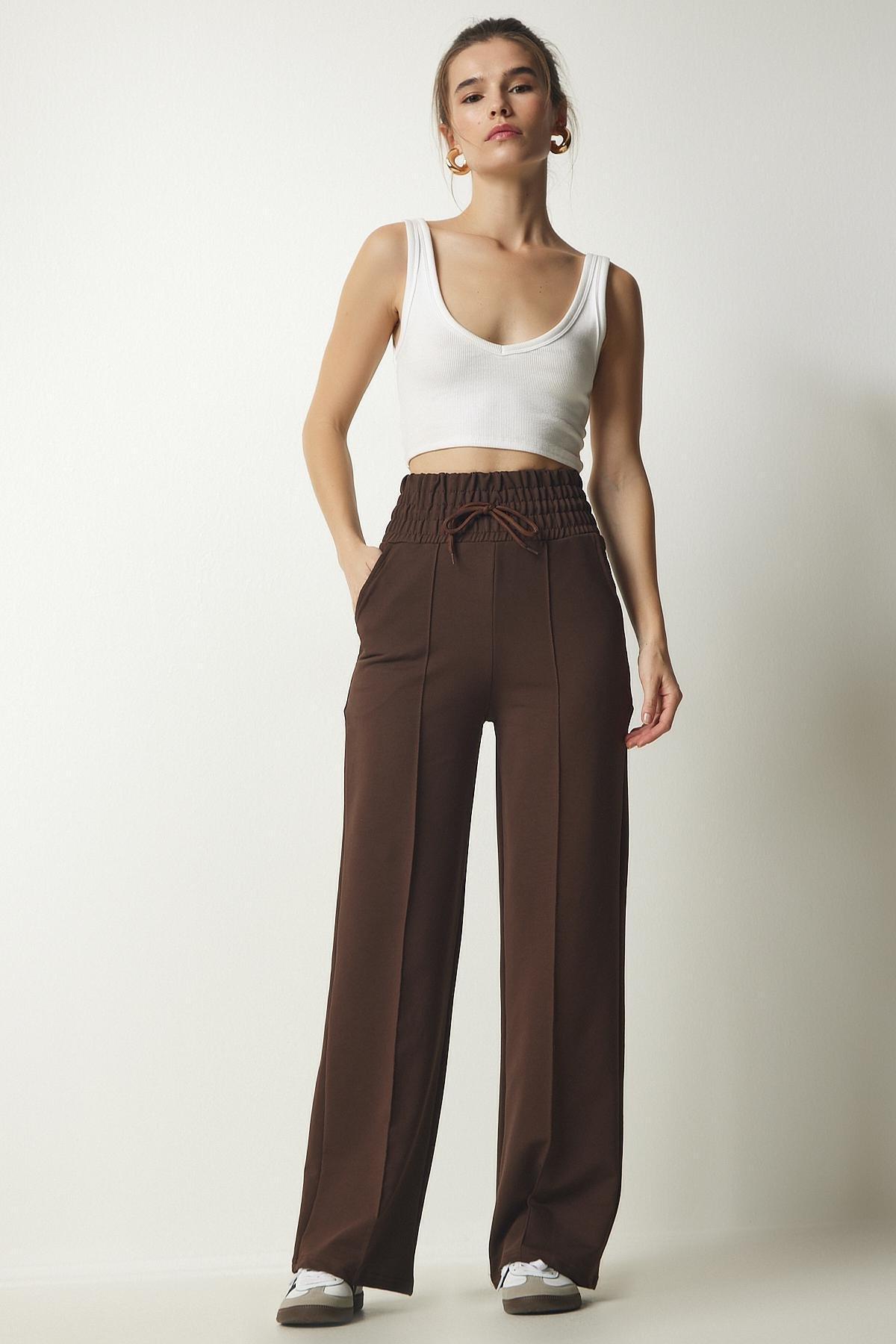 Brown Basic Knitted Sweatpants, , large image number 4