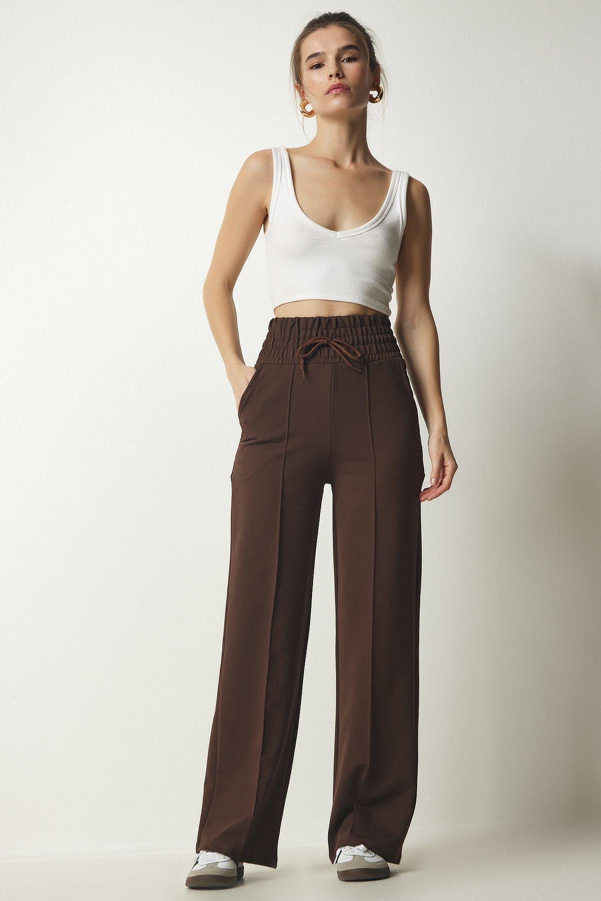 Brown Basic Knitted Sweatpants, , large image number 5