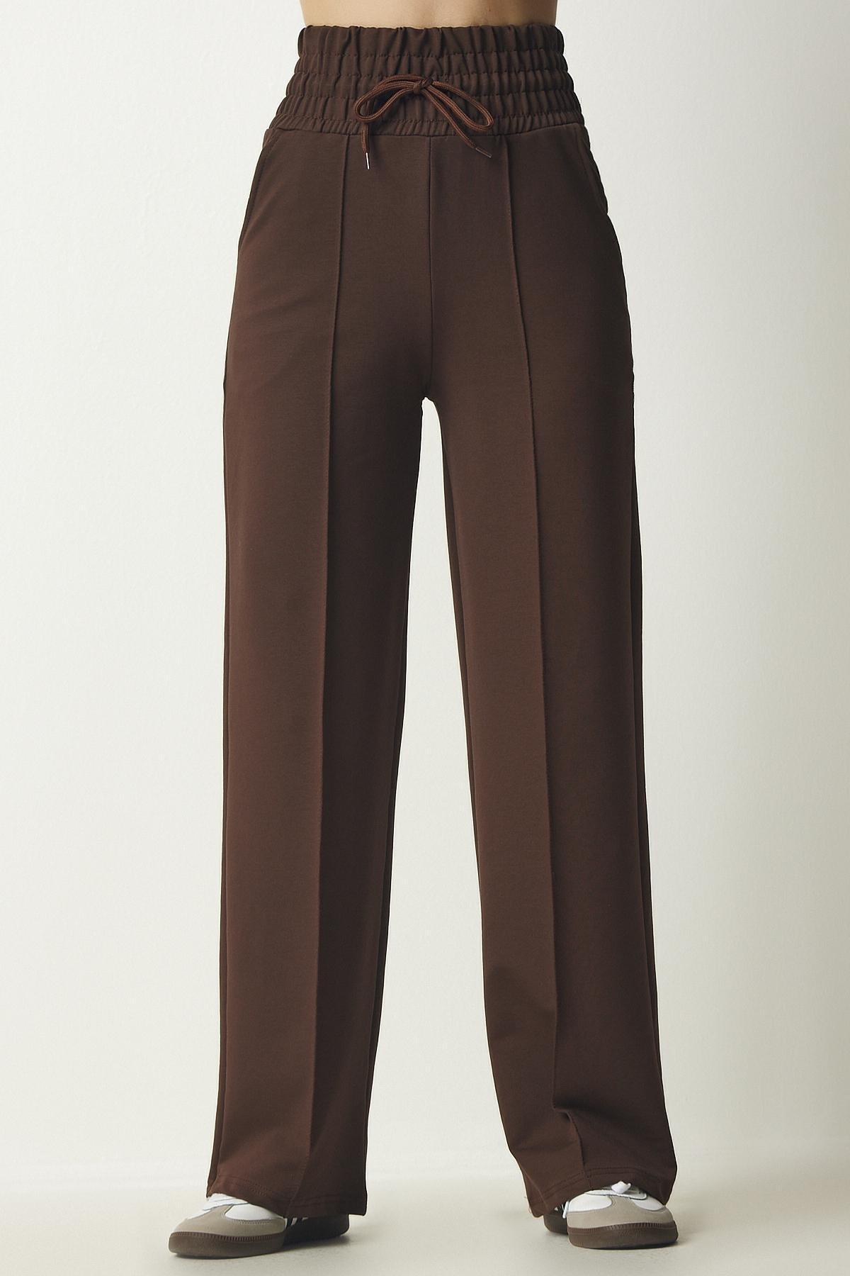 Brown Basic Knitted Sweatpants, , large image number 6