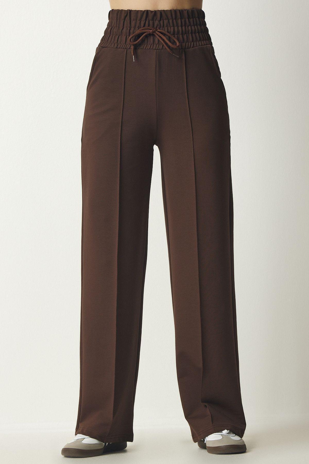 Brown Basic Knitted Sweatpants, , large image number 7