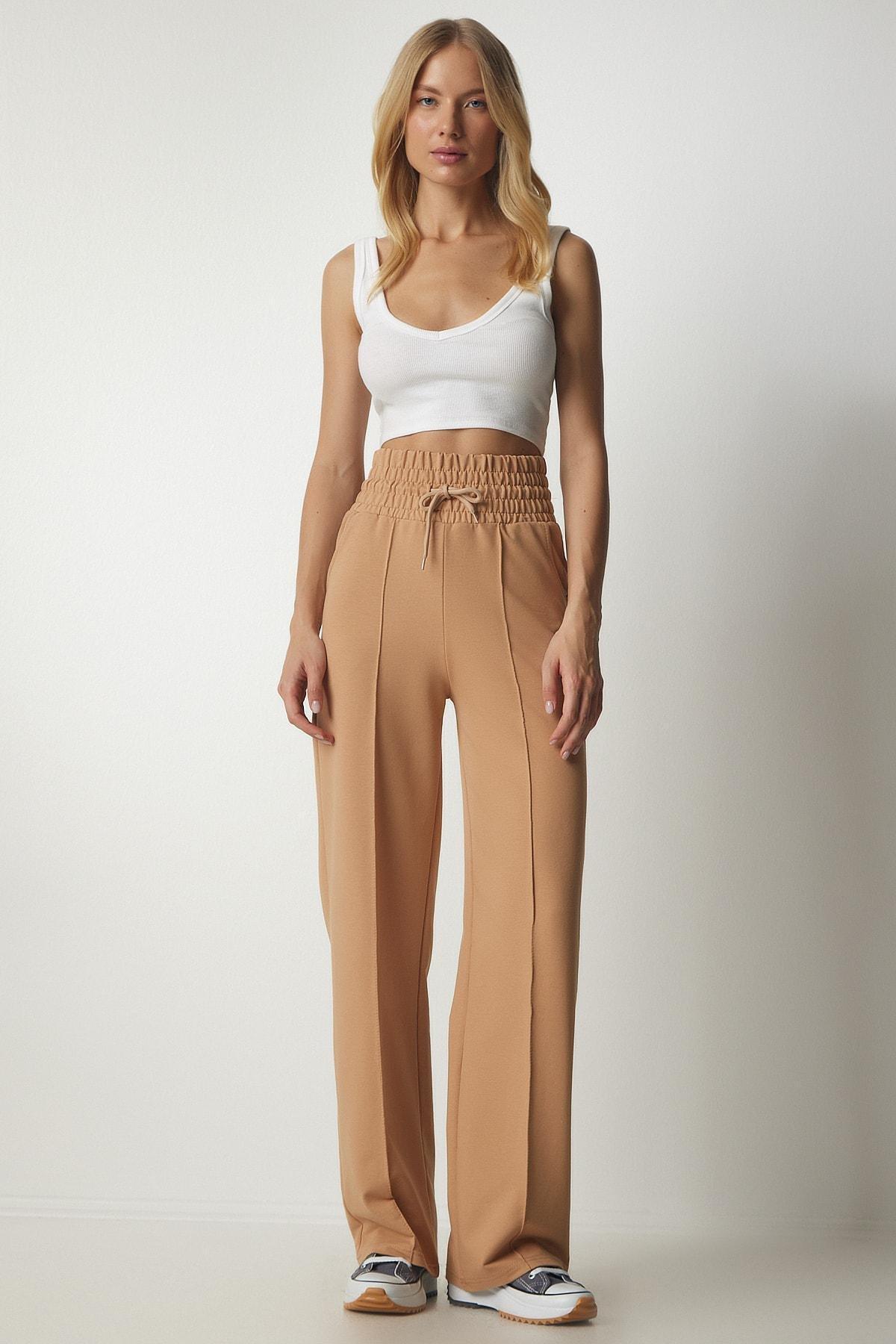 Beige Knitted Sweatpants, BISCUIT, large image number 0