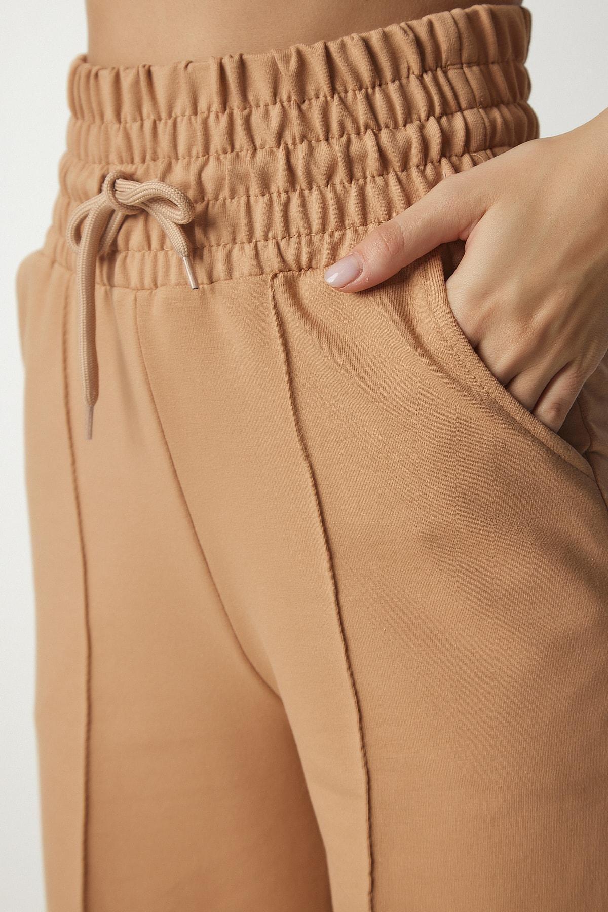 Beige Knitted Sweatpants, BISCUIT, large image number 2