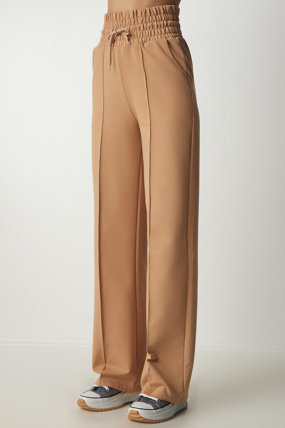 Beige Knitted Sweatpants, BISCUIT, large image number 3