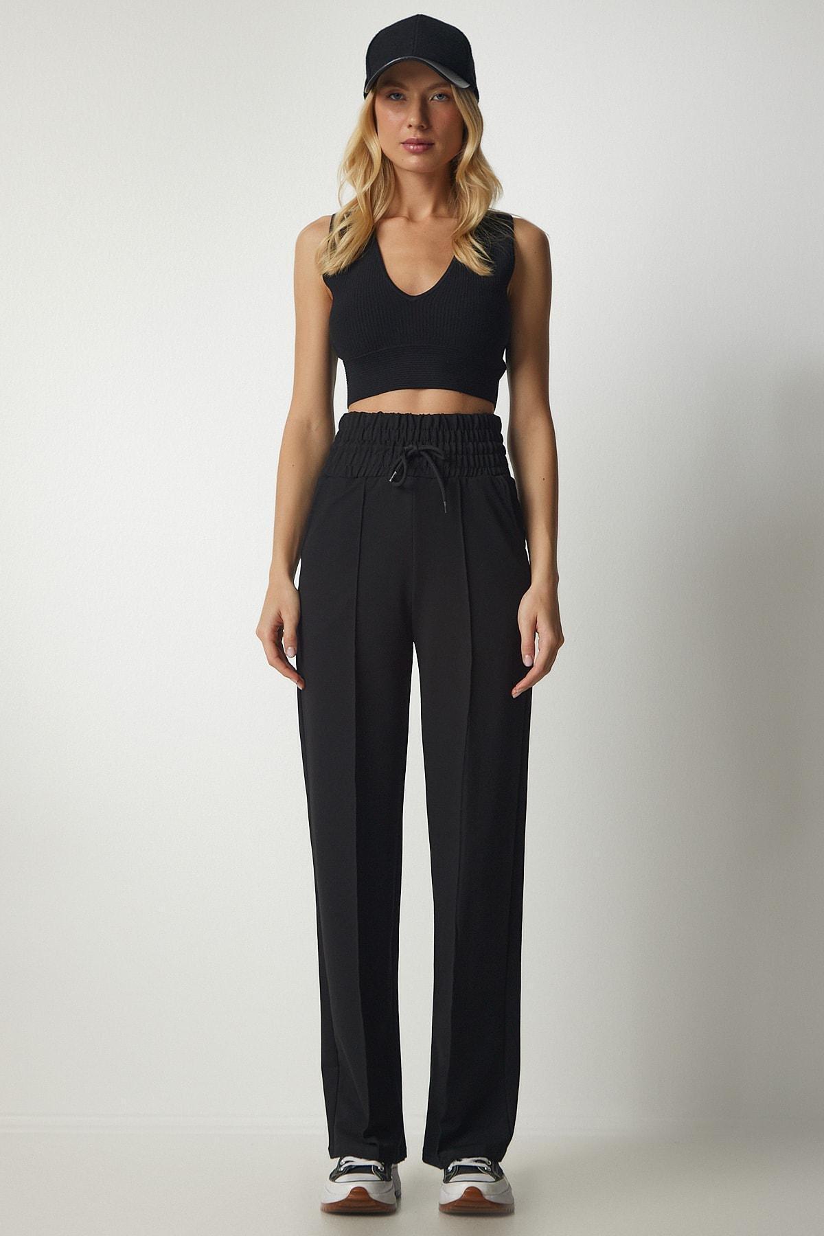 Black Basic Knitted Sweatpants, , large image number 3