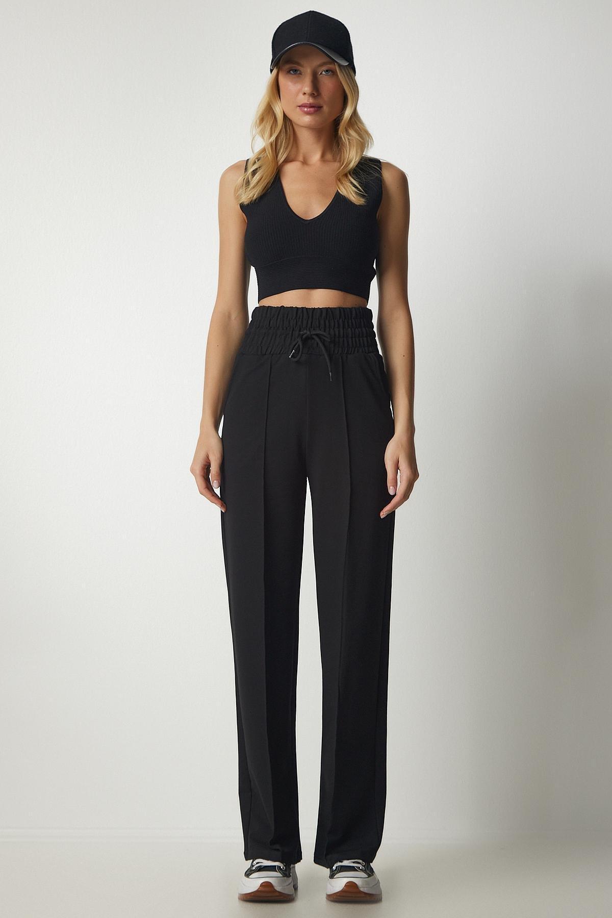 Black Basic Knitted Sweatpants, , large image number 4