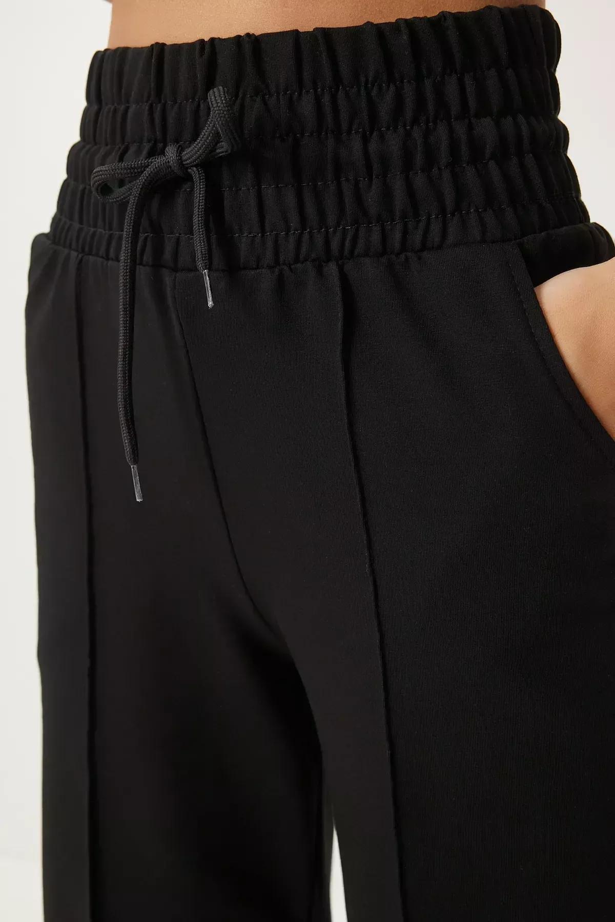 Black Basic Knitted Sweatpants, , large image number 4