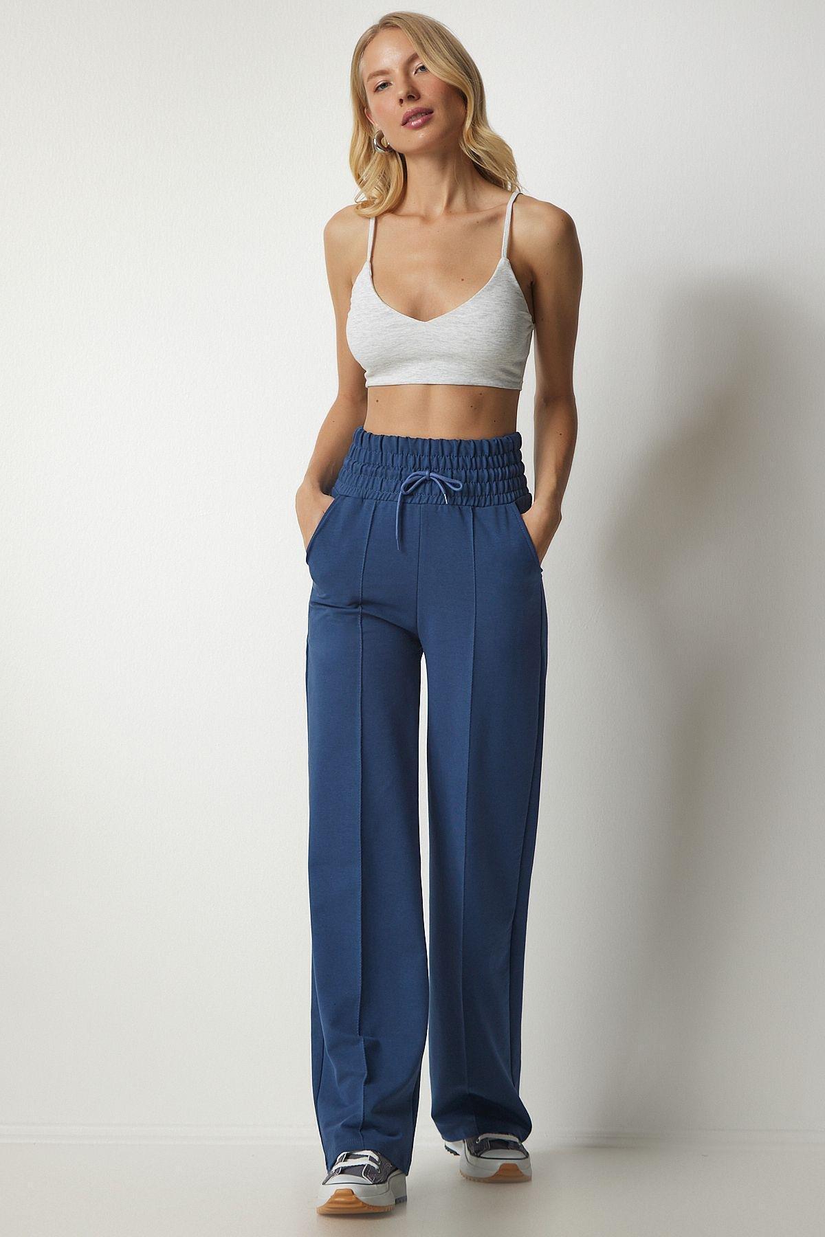 Navy Basic Knitted Sweatpants With Pocket, , large image number 0