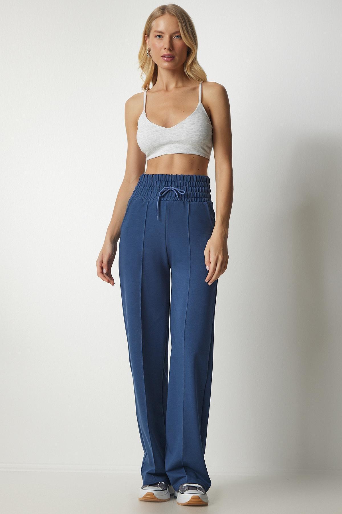 Navy Basic Knitted Sweatpants With Pocket, , large image number 2