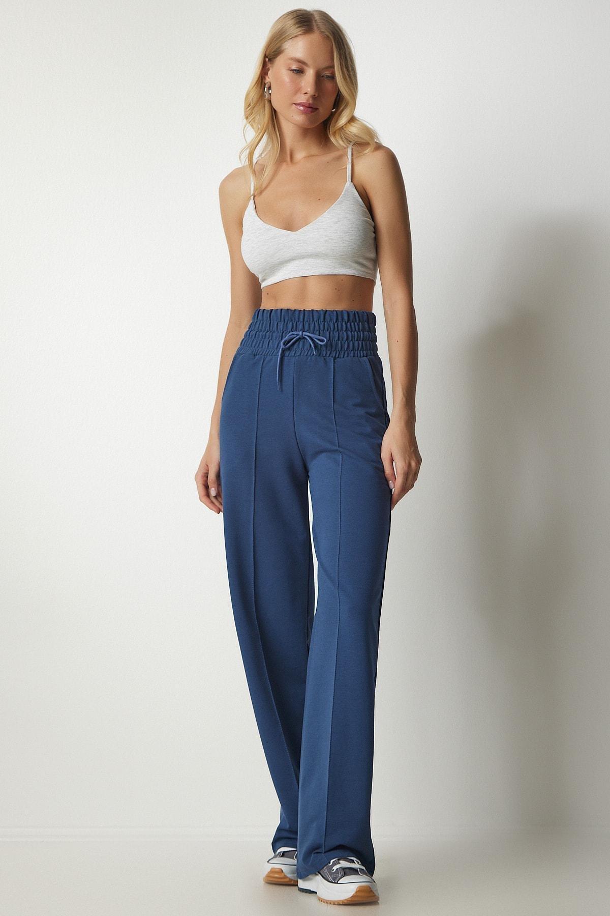 Navy Basic Knitted Sweatpants With Pocket, , large image number 3