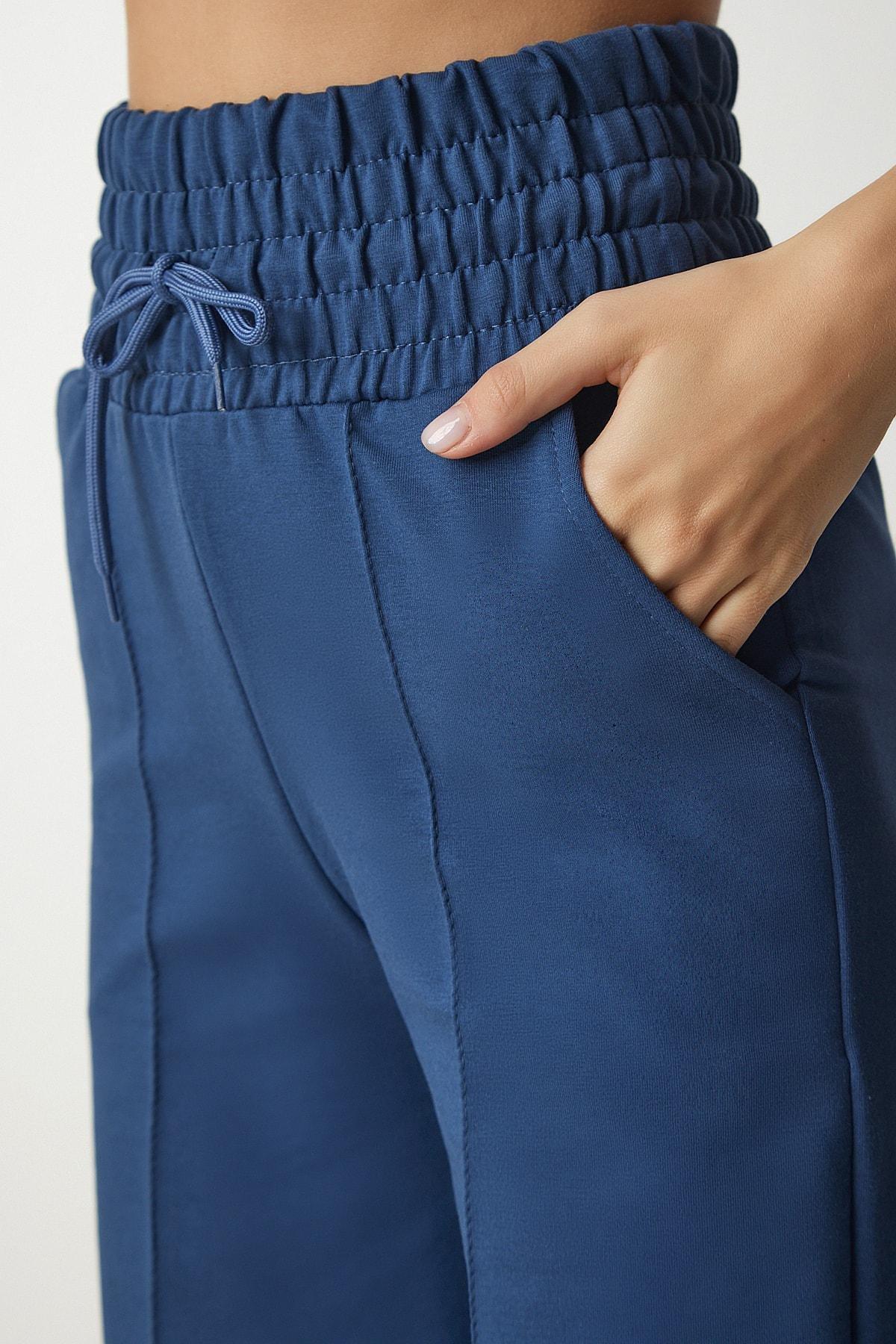 Navy Basic Knitted Sweatpants With Pocket, , large image number 5