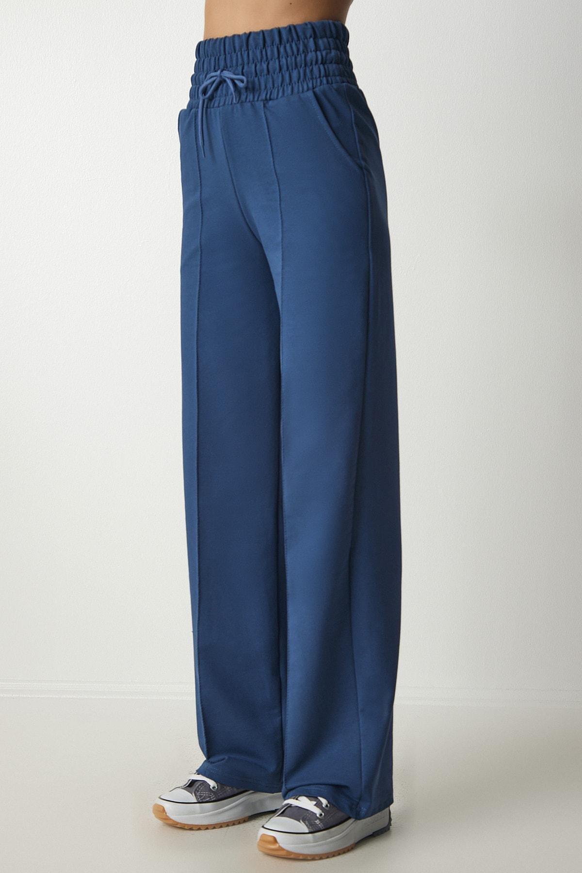Navy Basic Knitted Sweatpants With Pocket, , large image number 7
