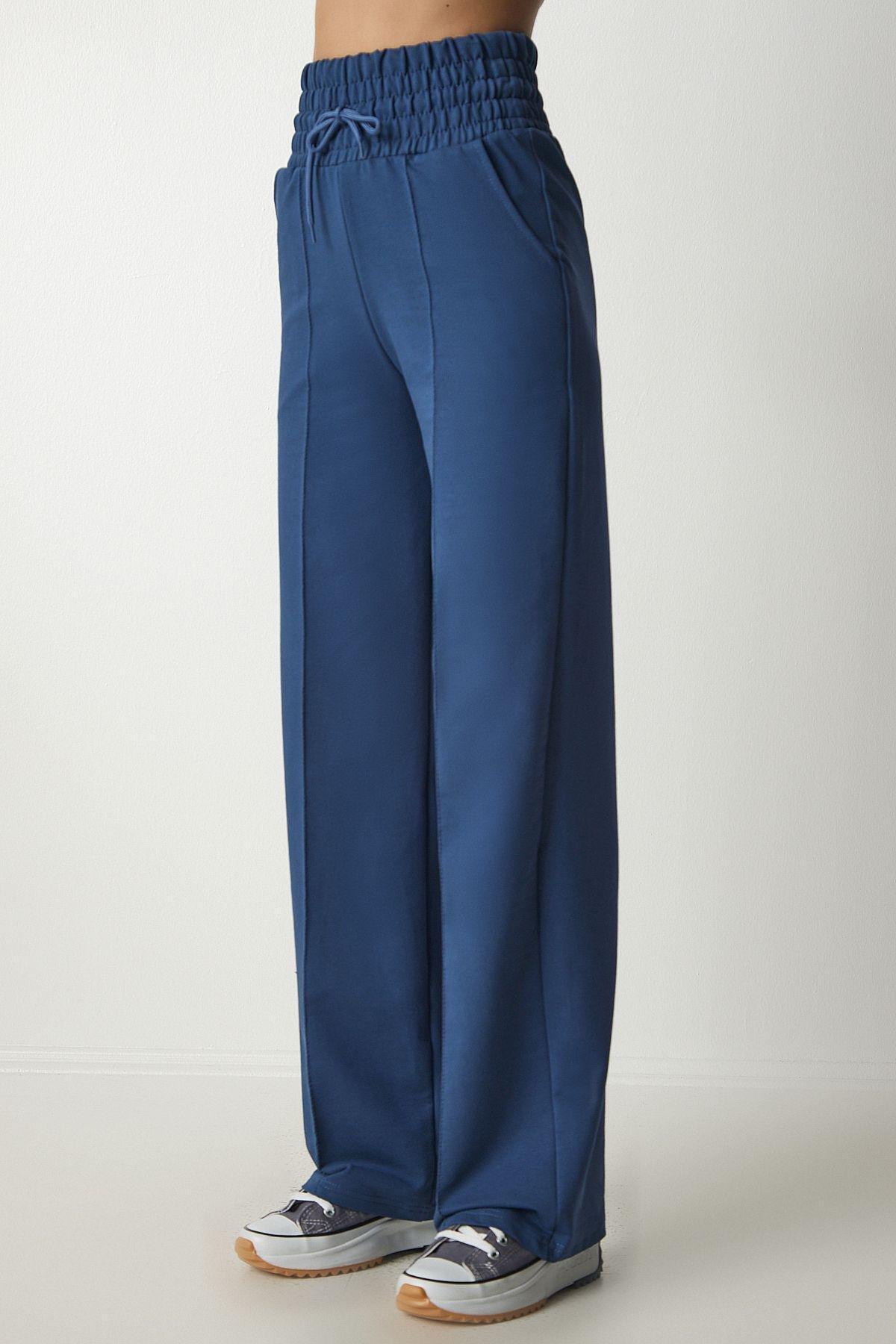 Navy Basic Knitted Sweatpants With Pocket, , large image number 8