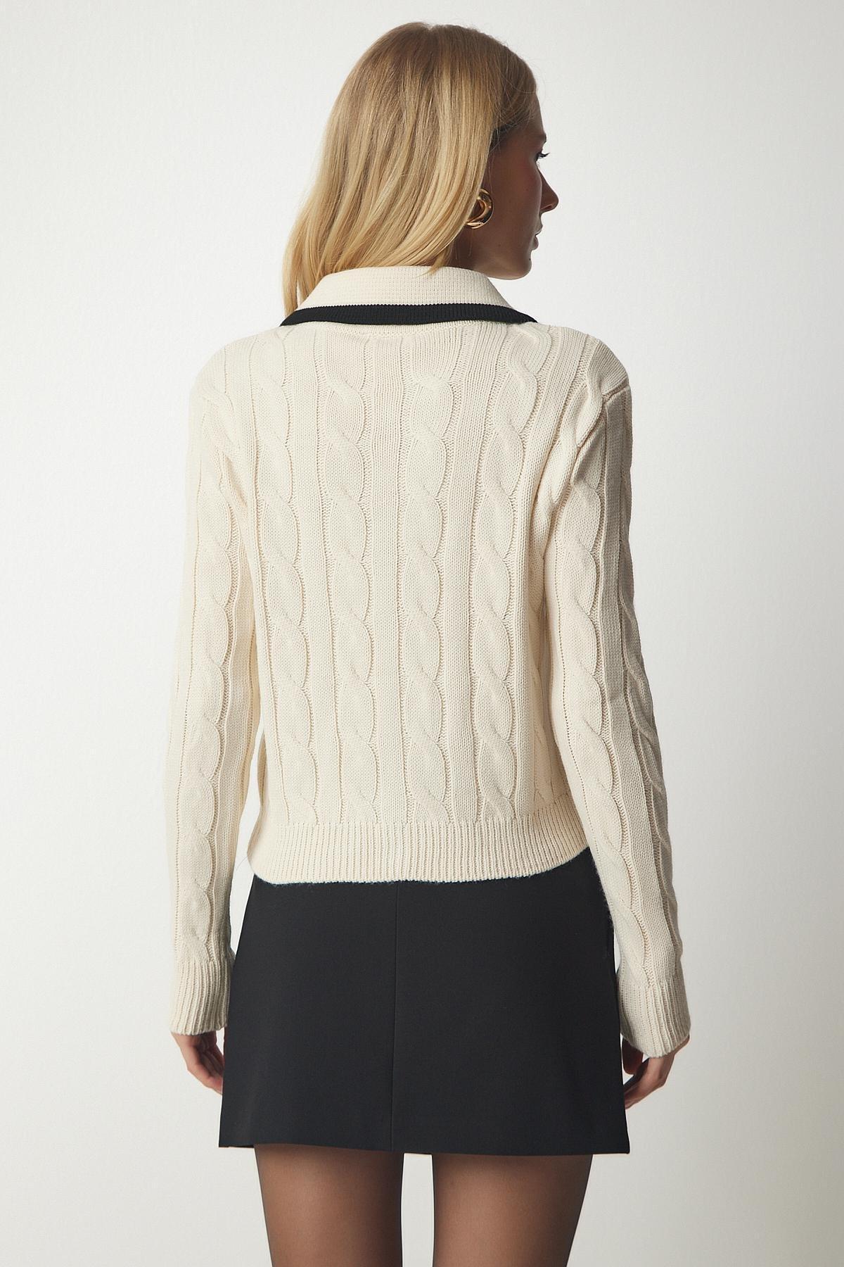 Cream Knitwear Cardigan With Buttons, Cream, large image number 4