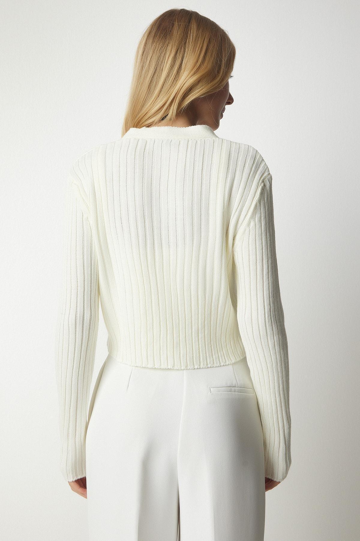 White Knit Sweater Bustier Cardigan Co-Ord Set, Bone, large image number 6