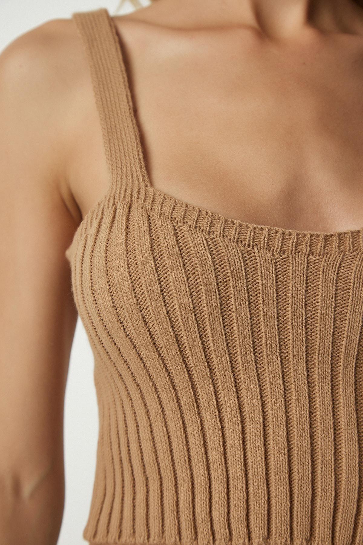 Beige Knitted Sweater Bustier Cardigan Co-Ord Set, C101_1451, large image number 4