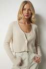 Happiness - Cream Knitted Sweater Bustier Cardigan Co-Ord Set