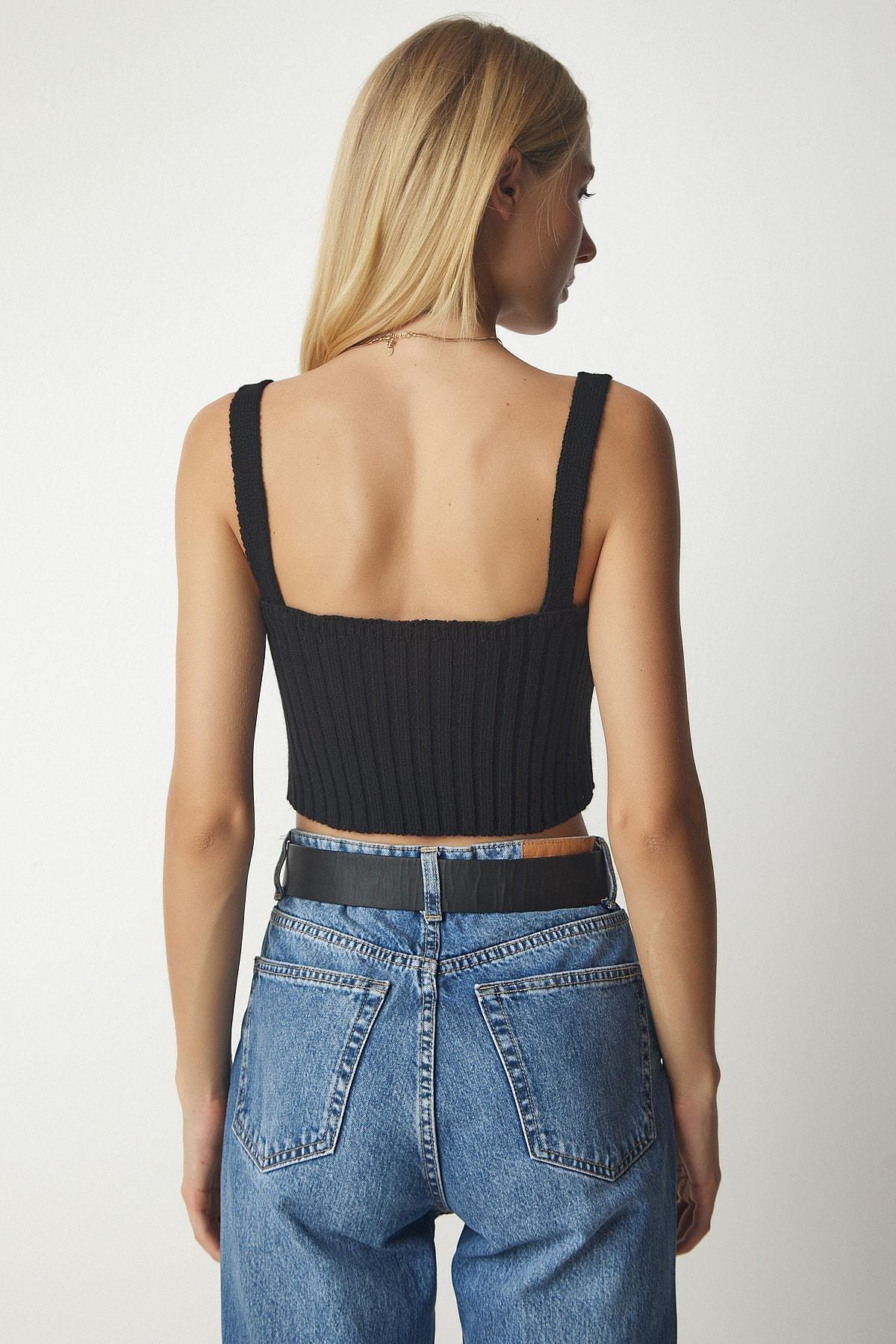 Black Knitted Sweater Bustier Co-Ord Set, BLACK, large image number 7
