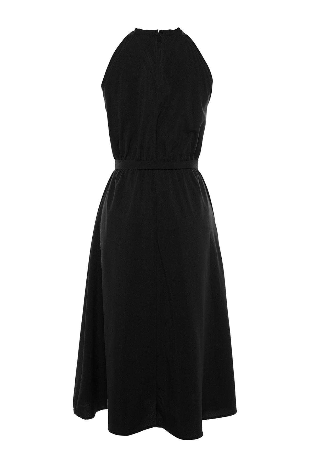 Black Belted Midi Dress, , large image number 6