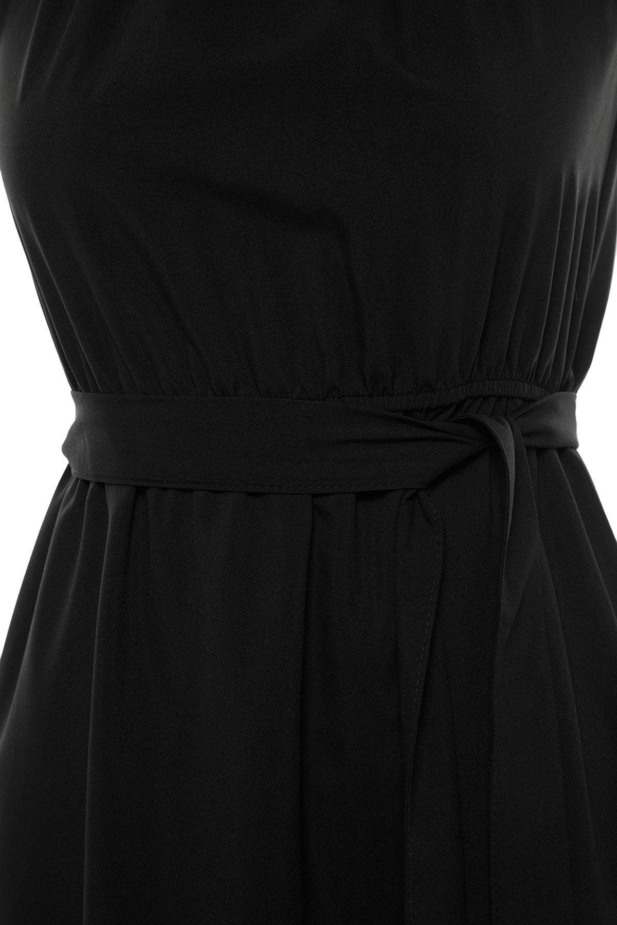 Black Belted Midi Dress, , large image number 7
