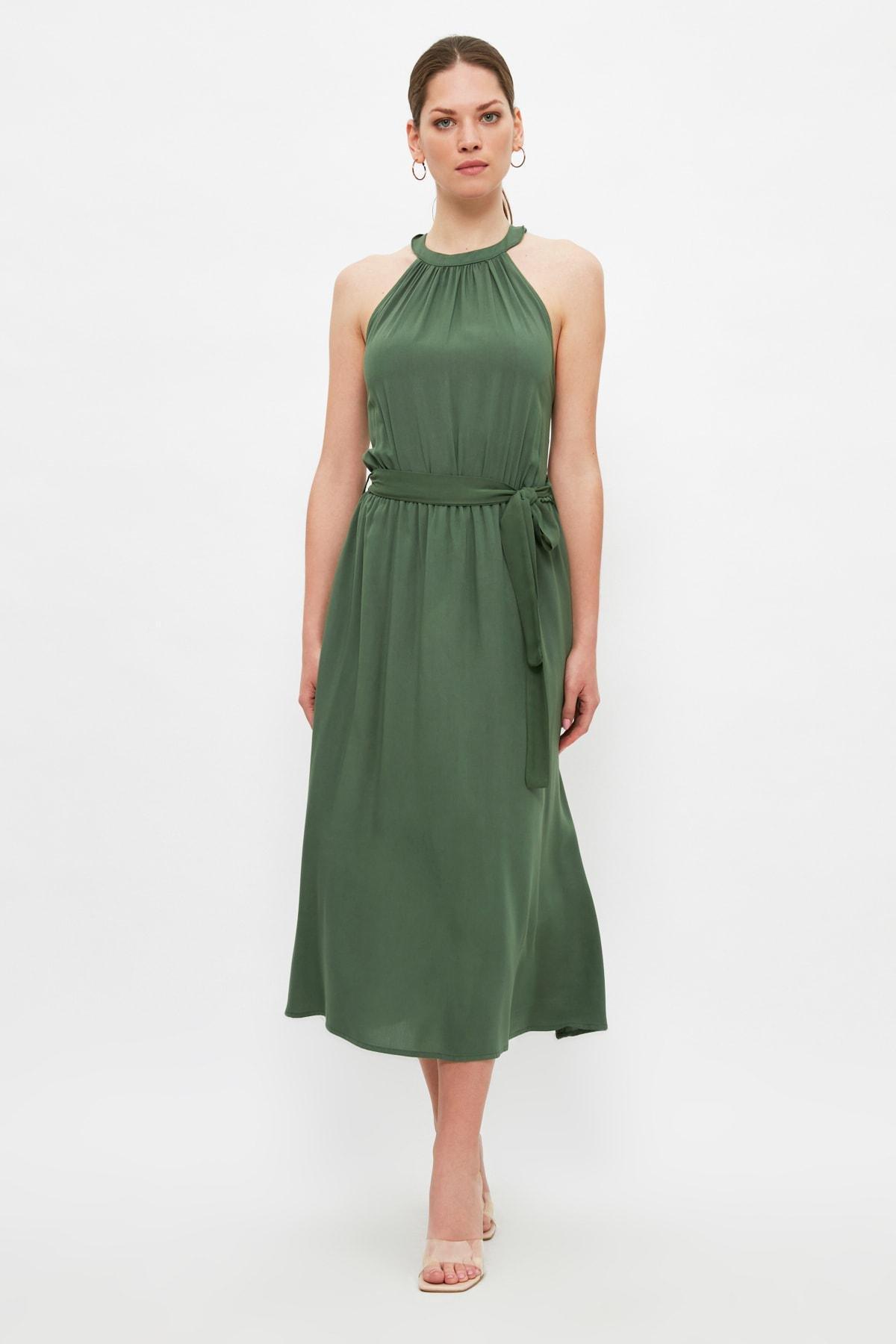 Green Halter Neck Skater Dress, , large image number 2