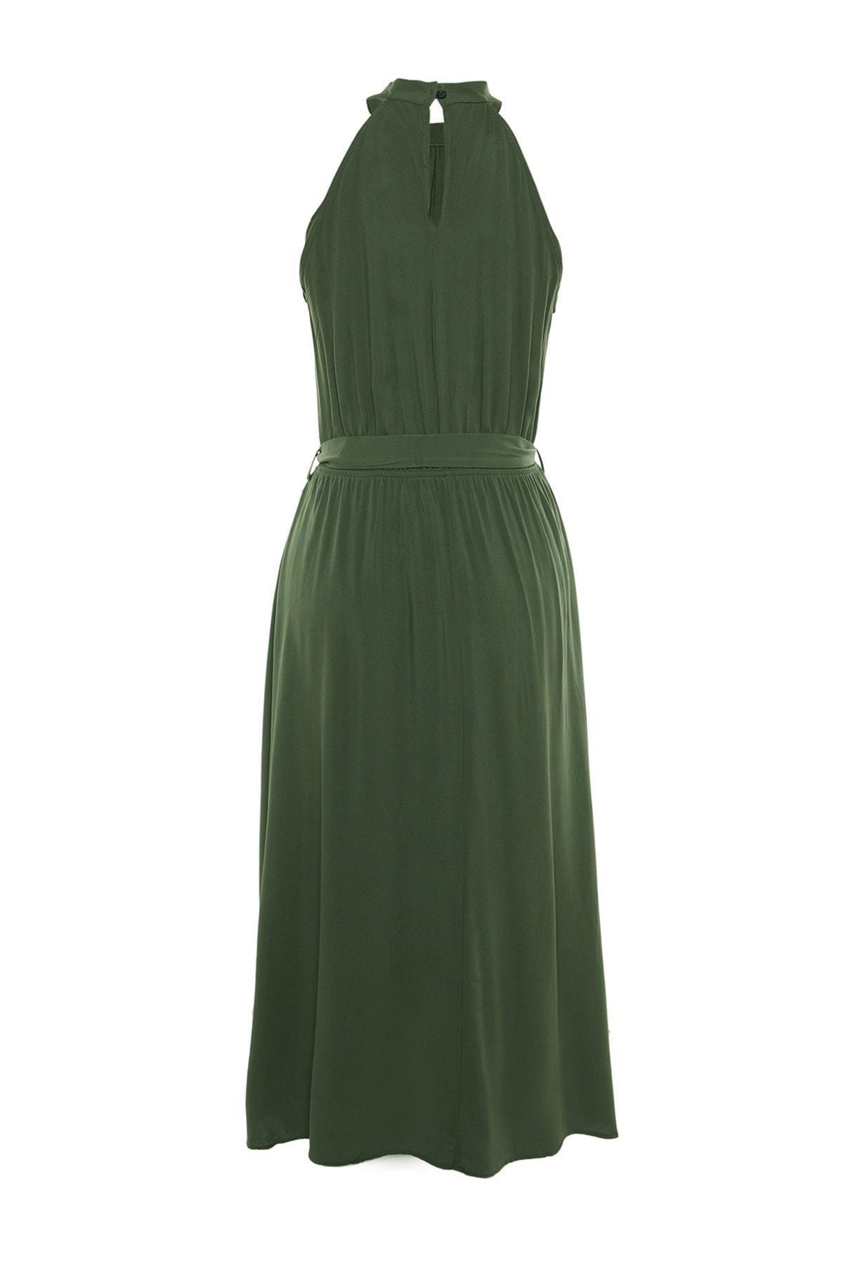 Green Halter Neck Skater Dress, , large image number 6