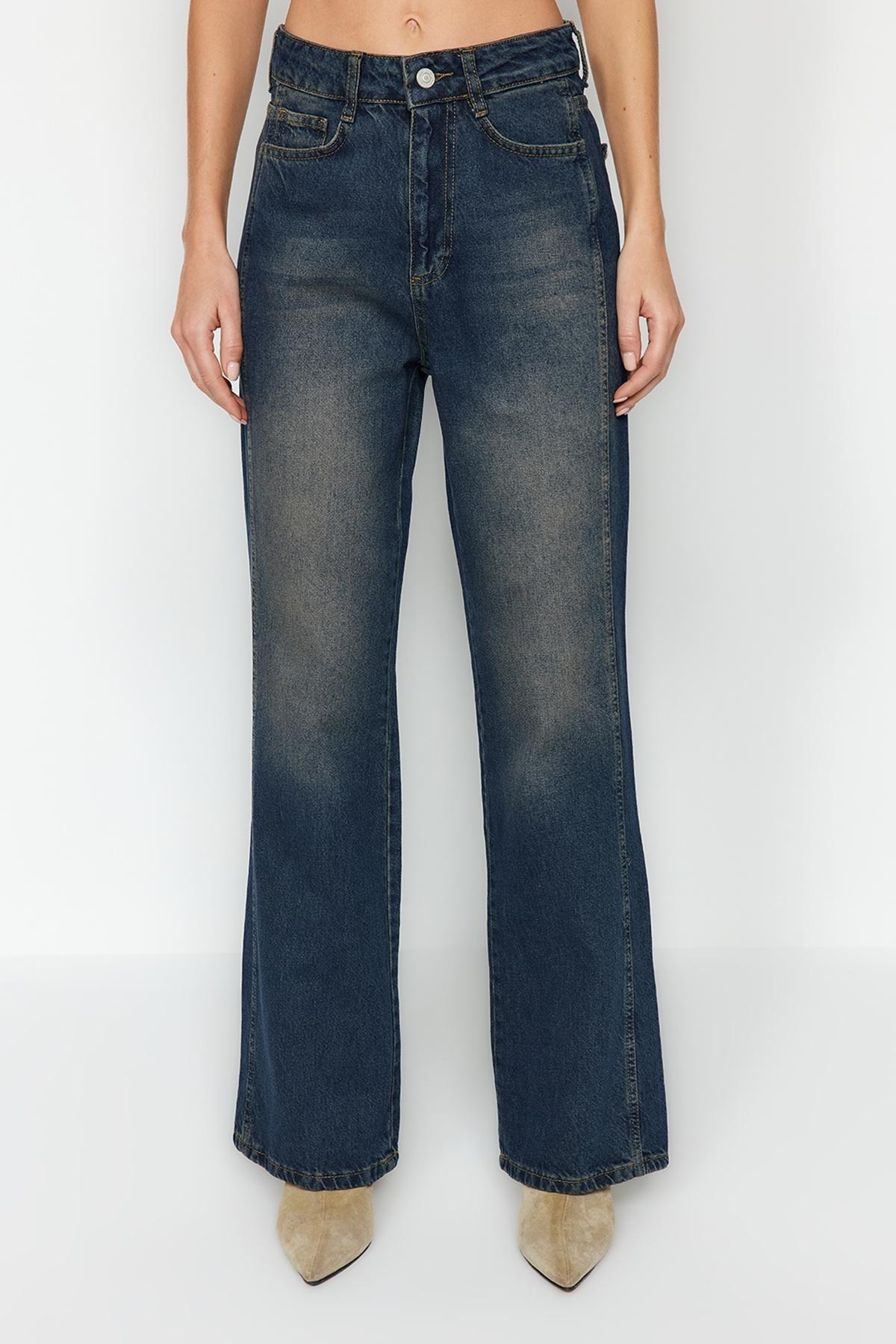 Blue High Waist Wide Leg Jeans, , large image number 5