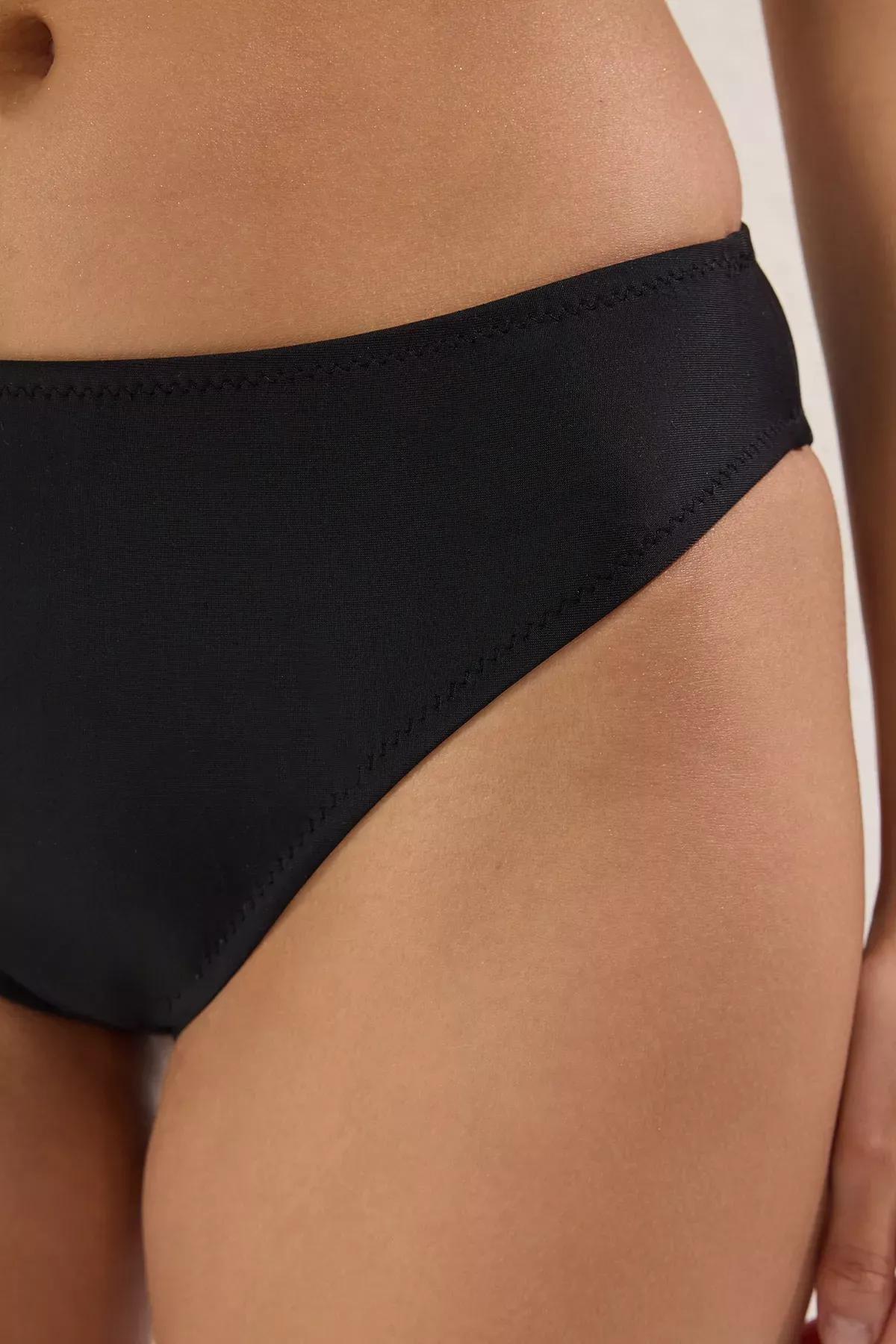 Black One-Shoulder Bikini Bottom, Black, large image number 2