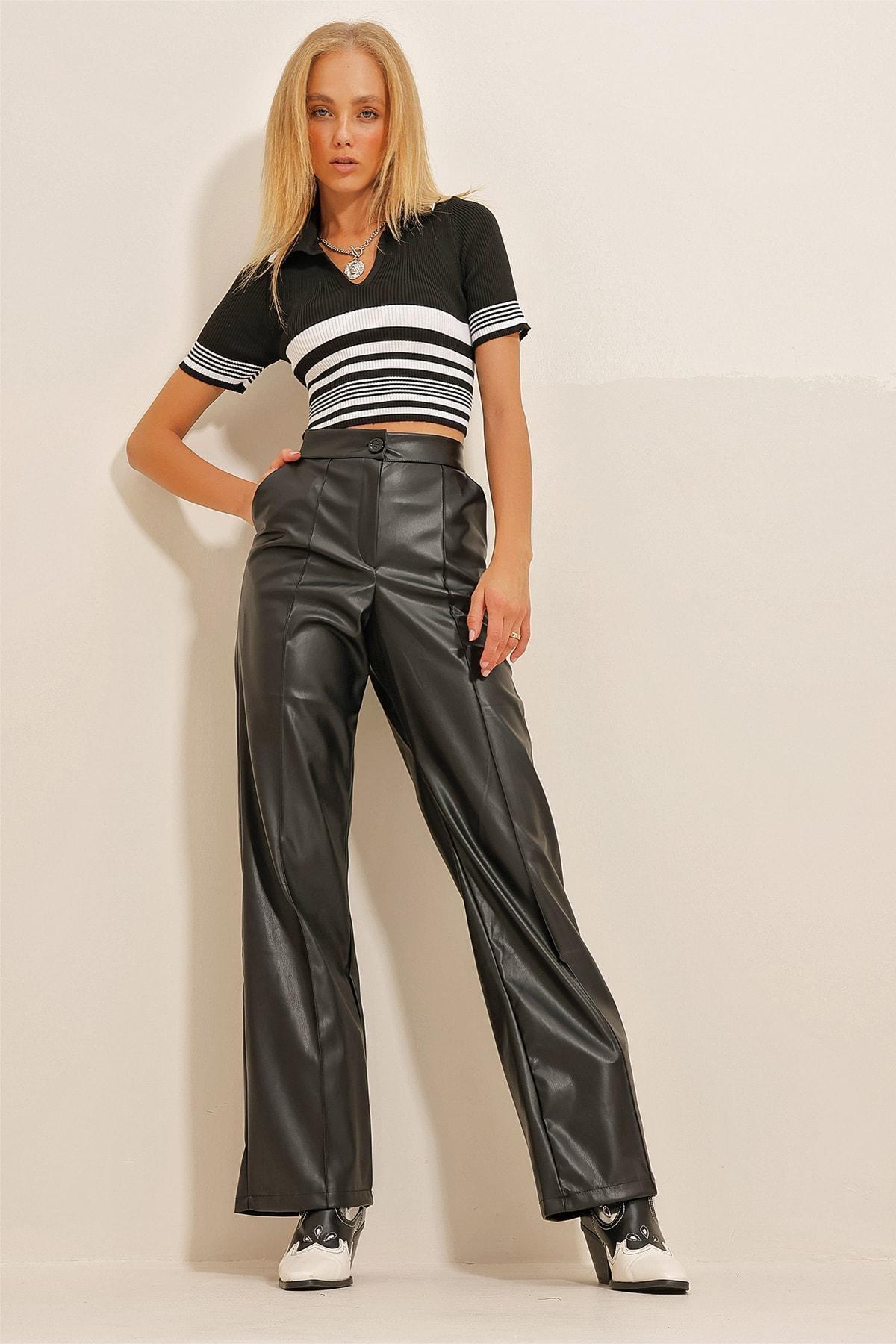 Black Patchwork Front Double Pocket Trousers, , large image number 2