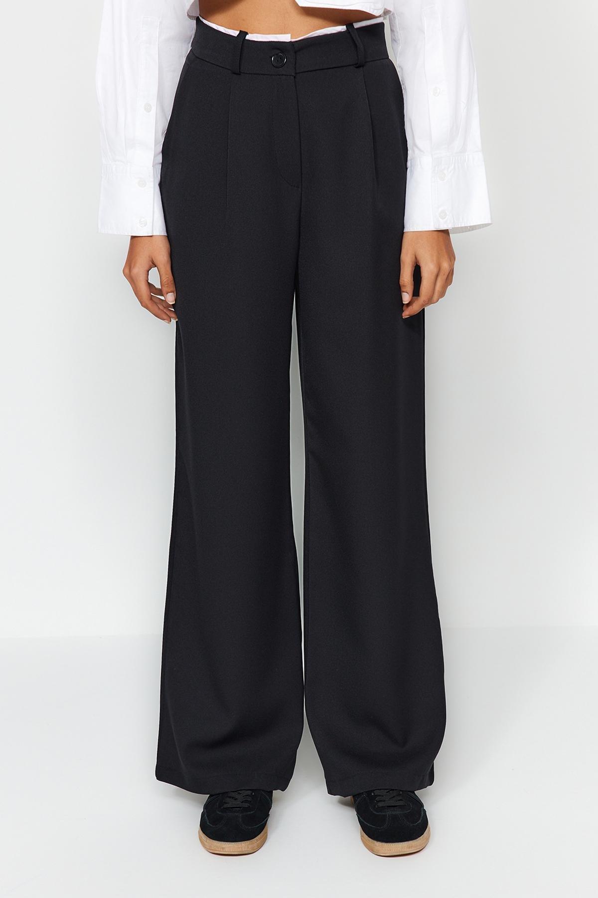Black Belted Detailed Wide Leg Trousers, , large image number 3