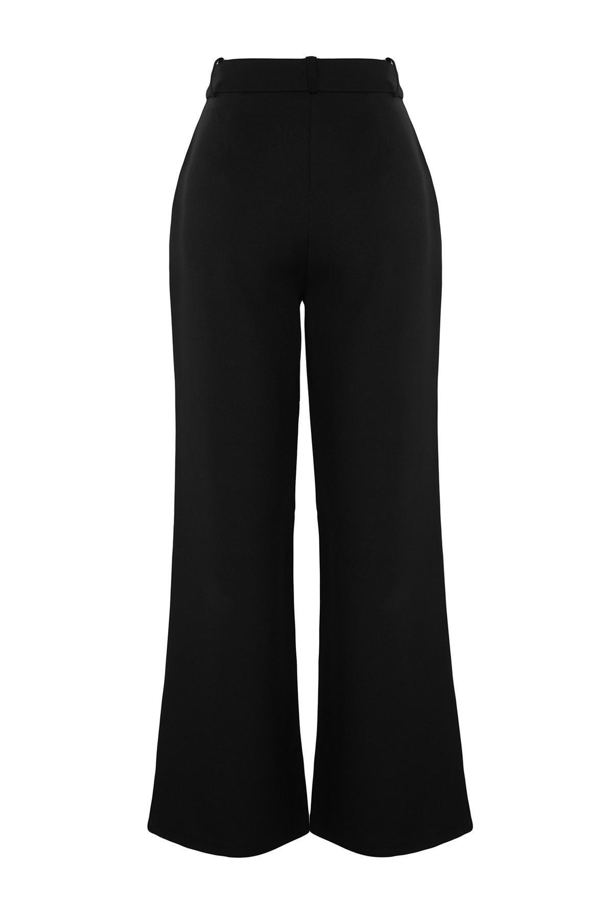 Black Belted Detailed Wide Leg Trousers, , large image number 6