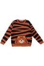 Denokids - Brown Crew Neck Printed Sweater, Kids Boys