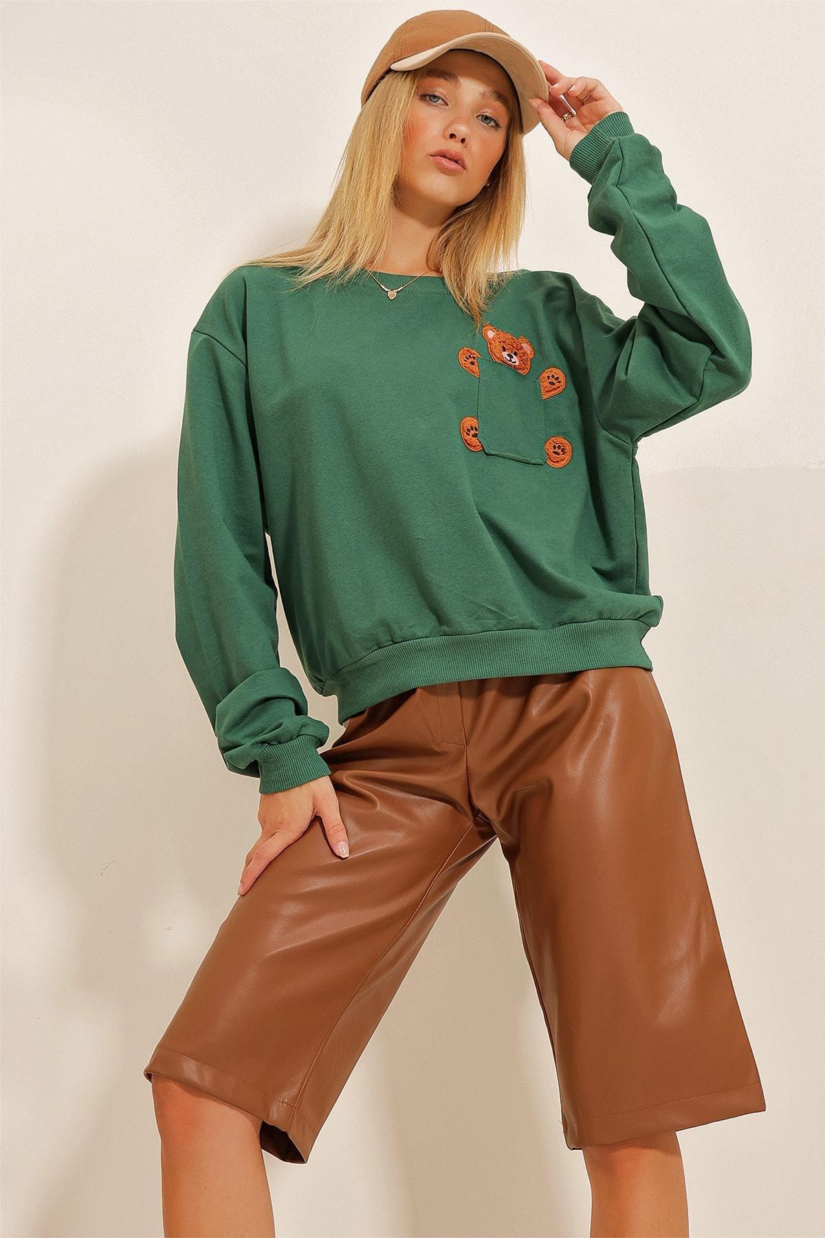 Green Crewneck Sweatshirt, Green, large image number 2