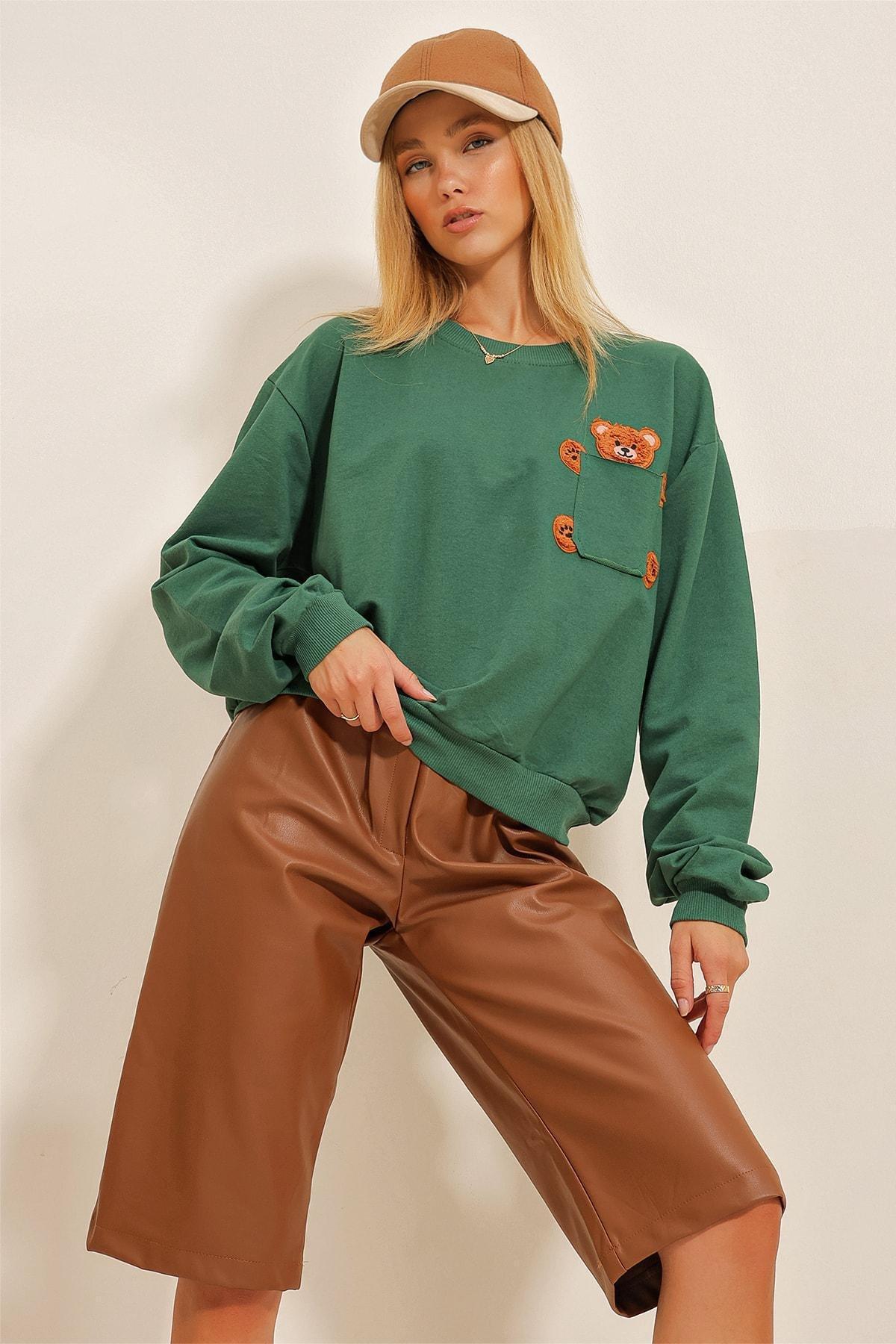 Green Crewneck Sweatshirt, Green, large image number 4