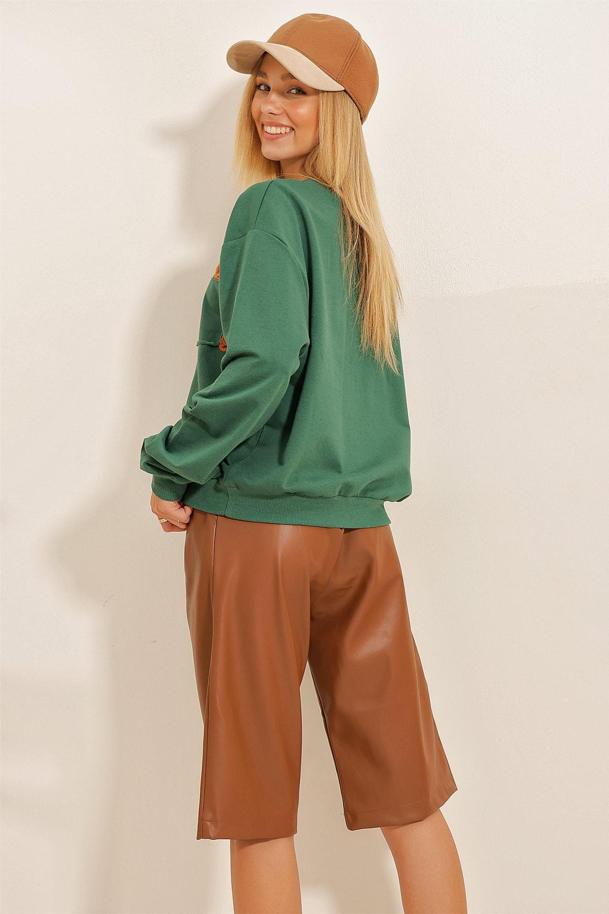Green Crewneck Sweatshirt, Green, large image number 5