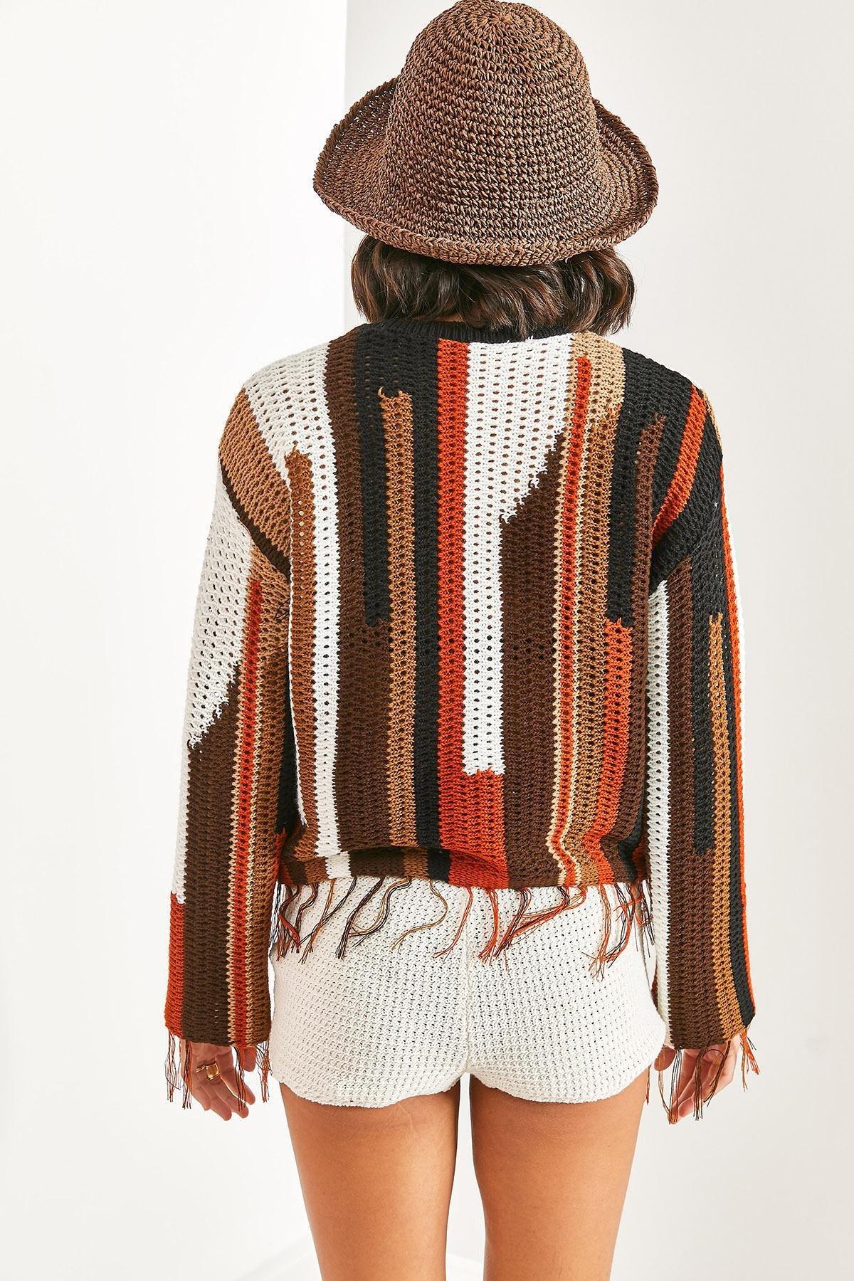 Multicolour Patterned Knitwear Sweater, C101_1704, large image number 1