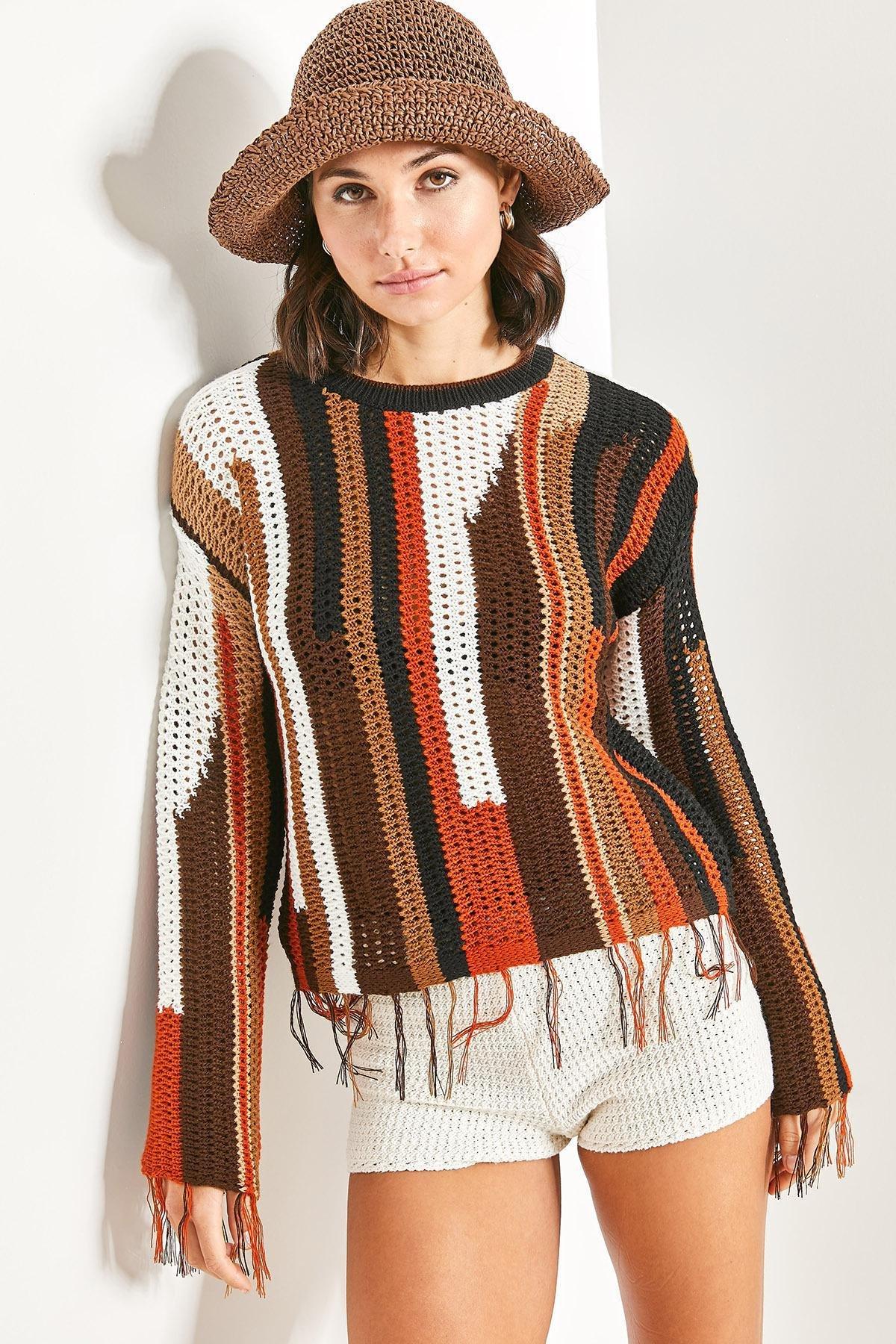 Multicolour Patterned Knitwear Sweater, C101_1704, large image number 2