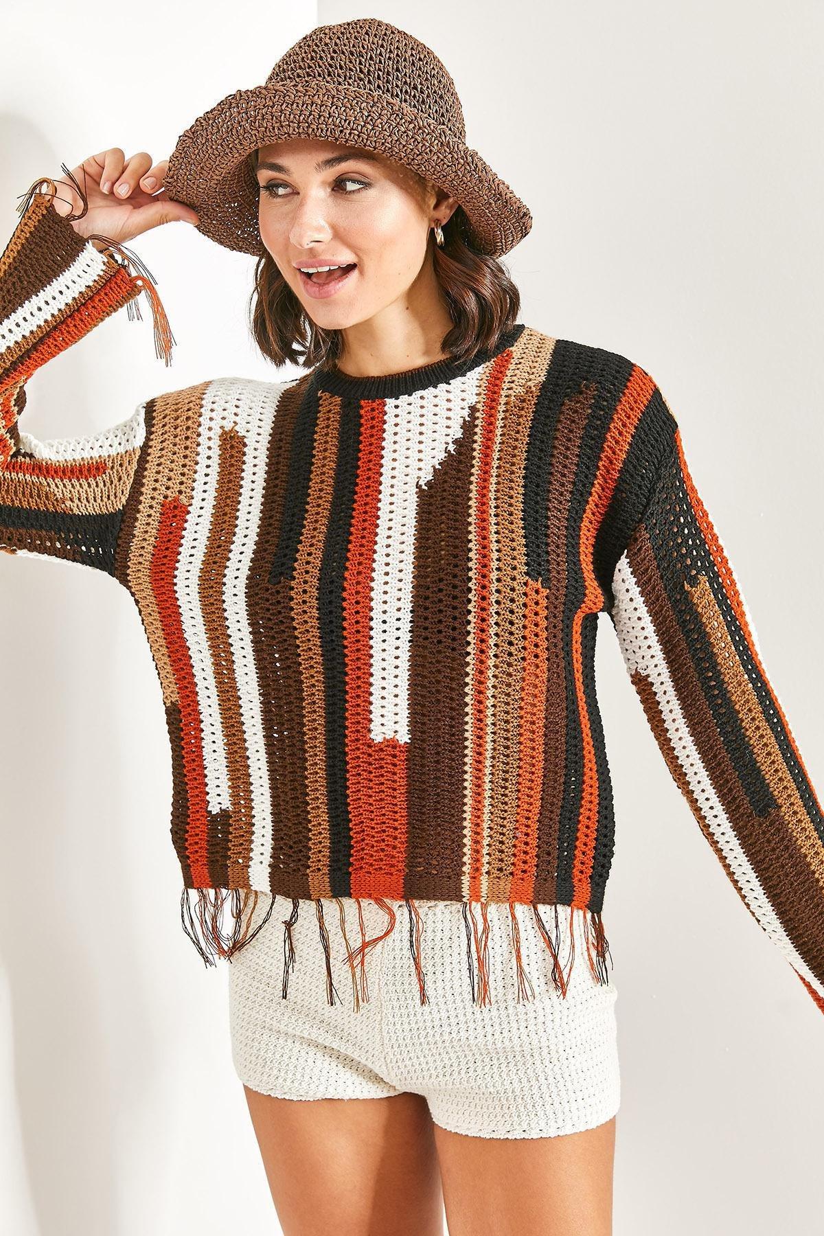 Multicolour Patterned Knitwear Sweater, C101_1704, large image number 4