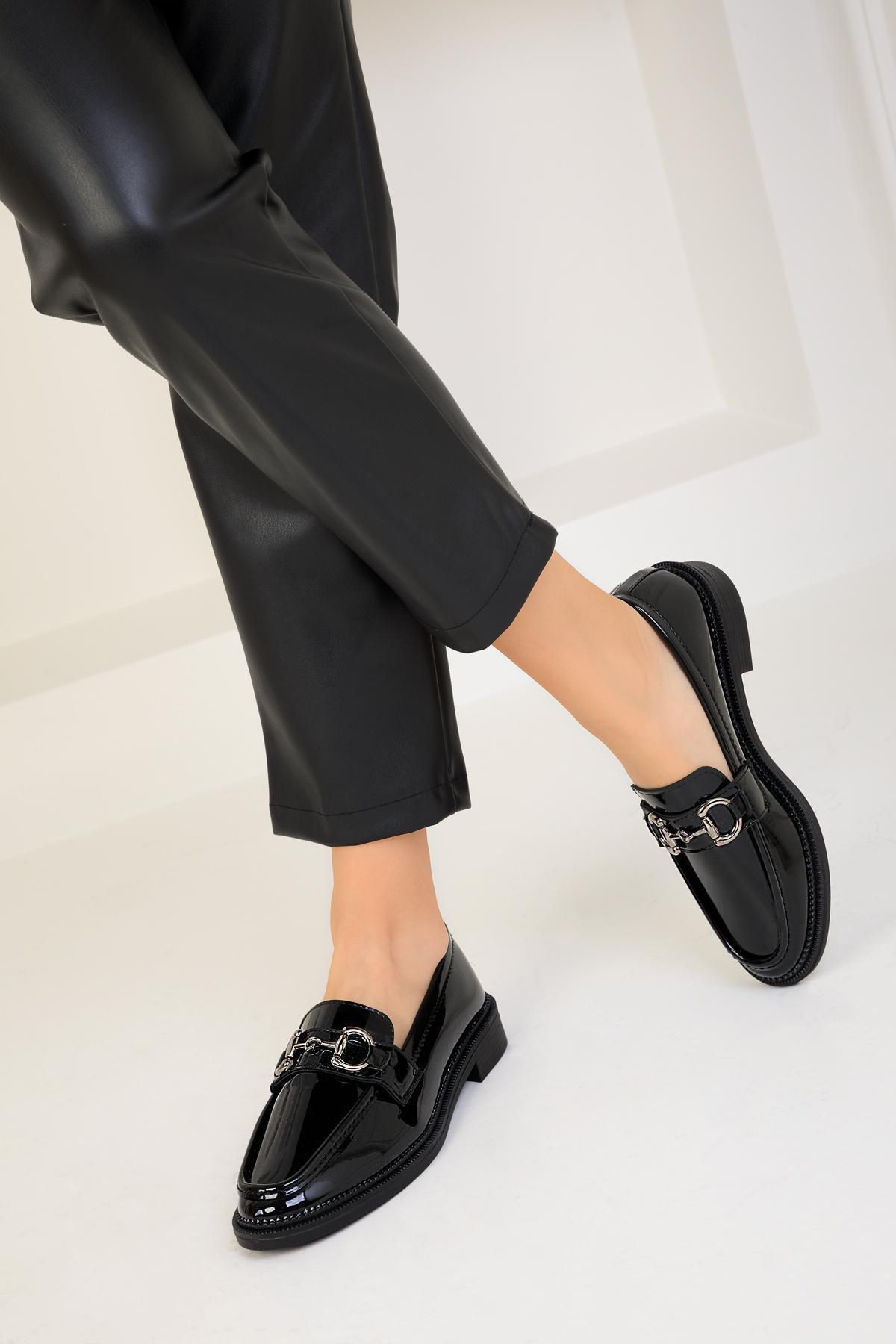 Black Patent Leather Casual Shoes, , large image number 1