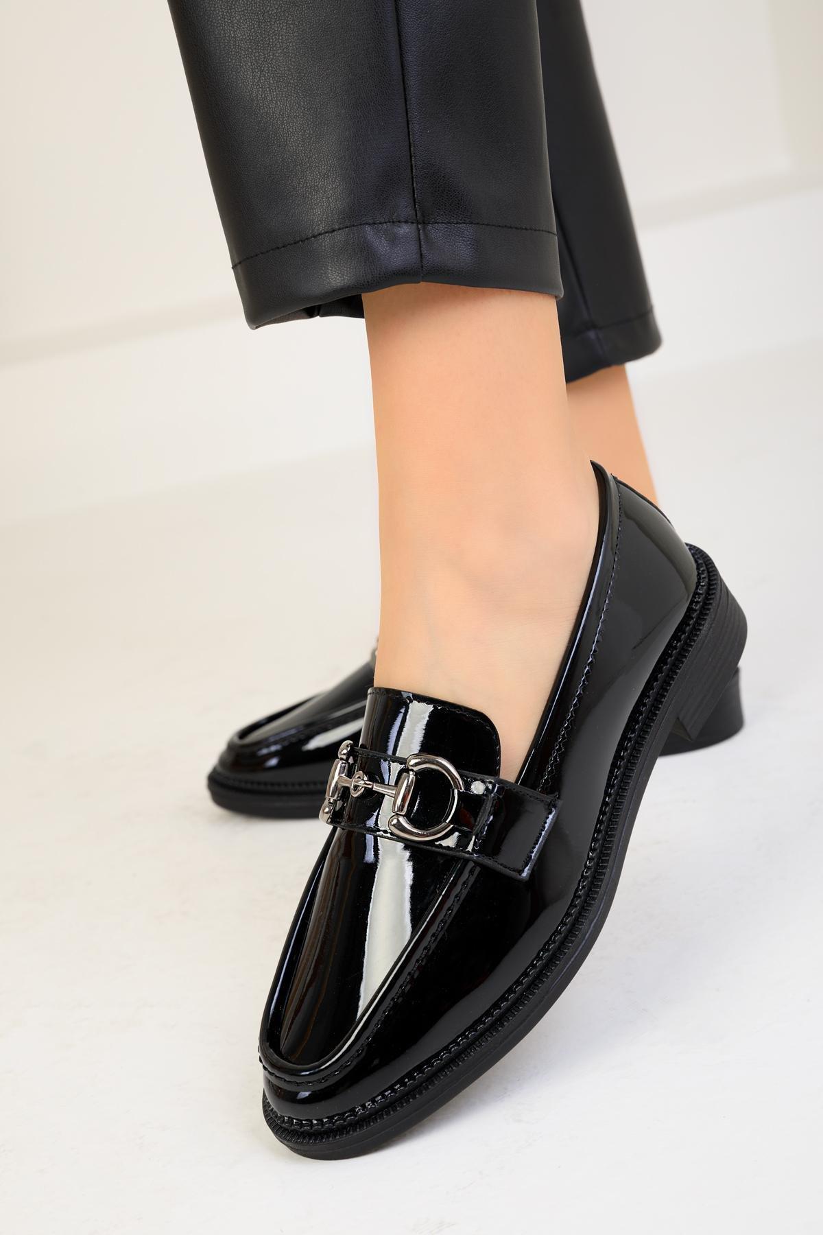 Black Patent Leather Casual Shoes, , large image number 4
