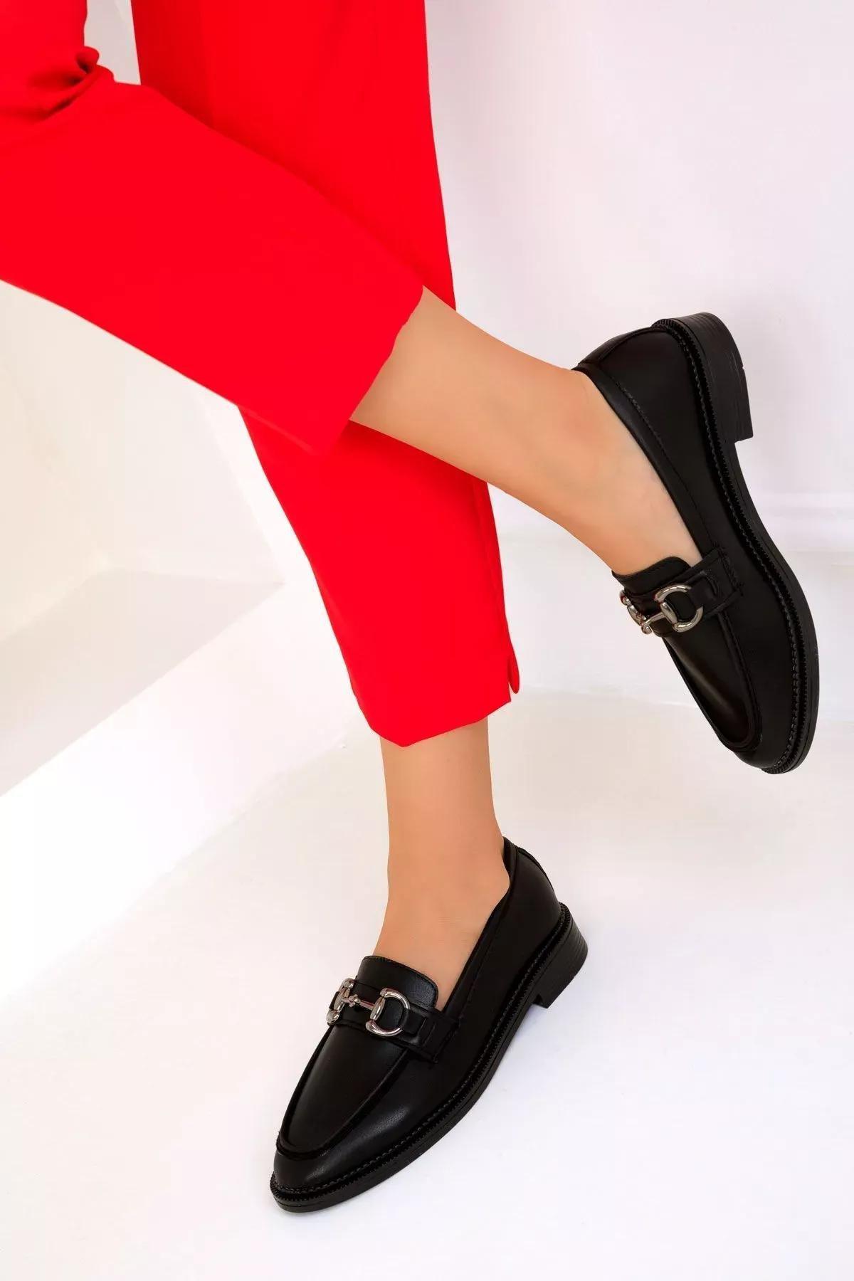 Black Casual Leather Shoes, , medium