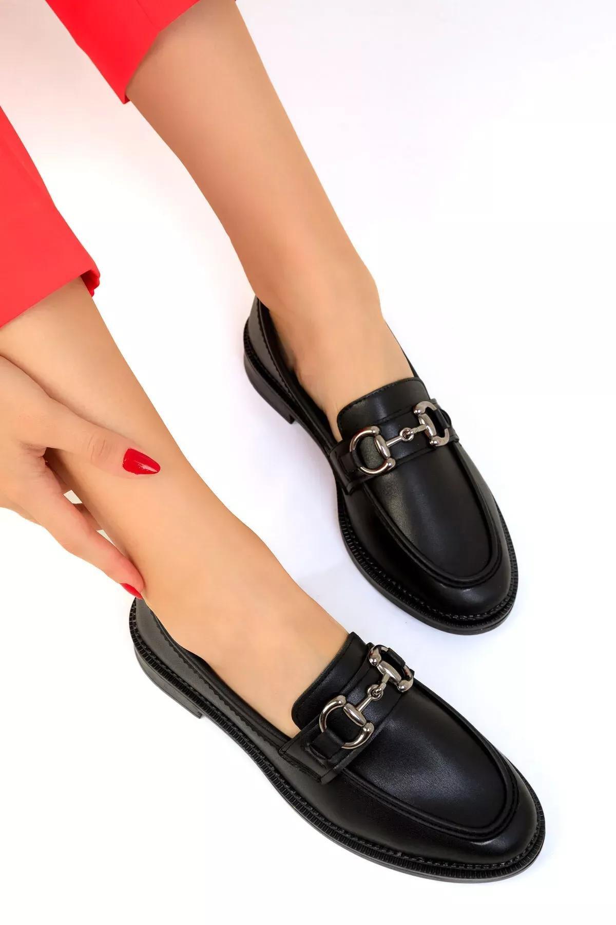 Black Casual Leather Shoes, , large image number 1