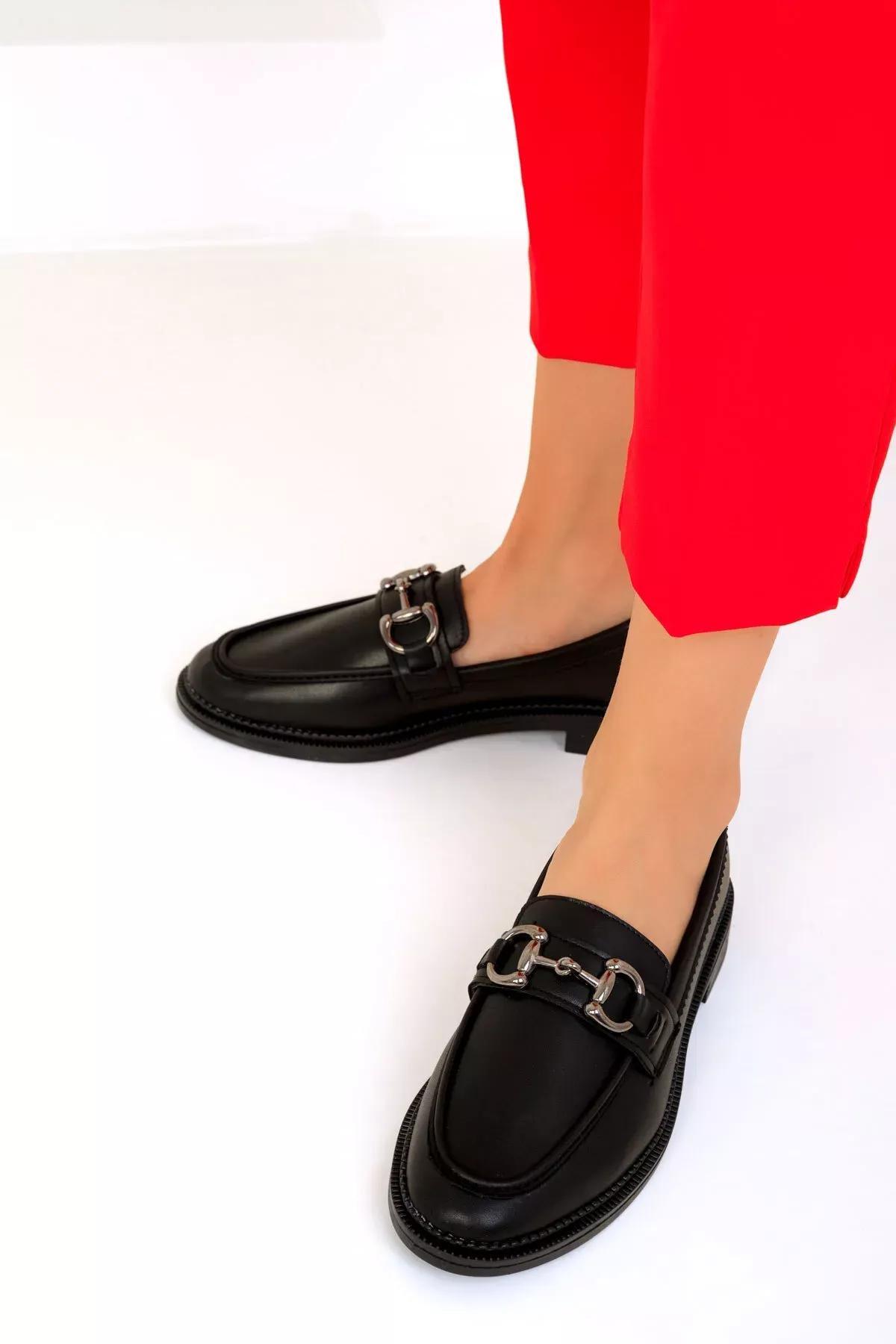 Black Casual Leather Shoes, , large image number 2